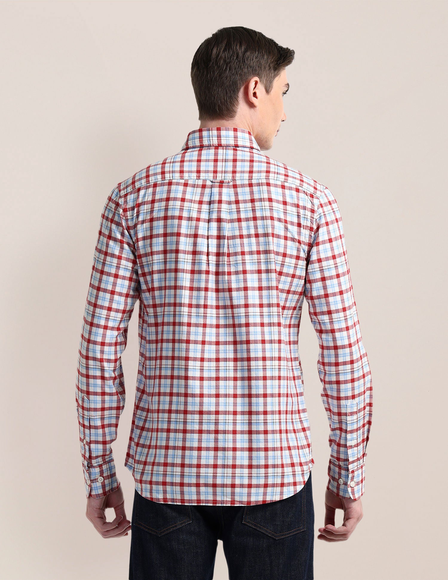 Cutaway Collar Premium Cotton Shirt Red - U.S. Polo Assn. India | Large
