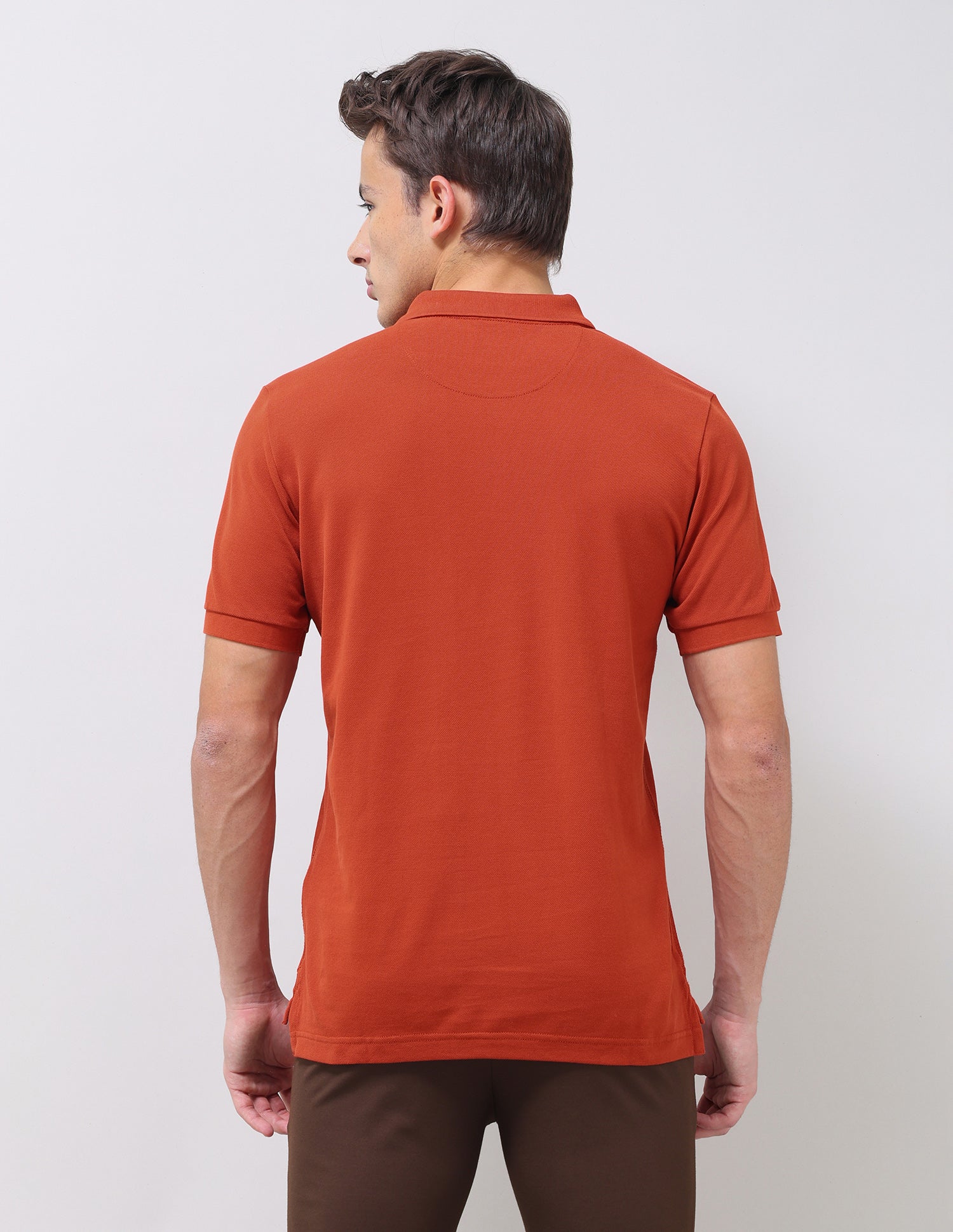 Solid Slim Fit Polo Shirt Dark Orange - U.S. Polo Assn. India | Large
