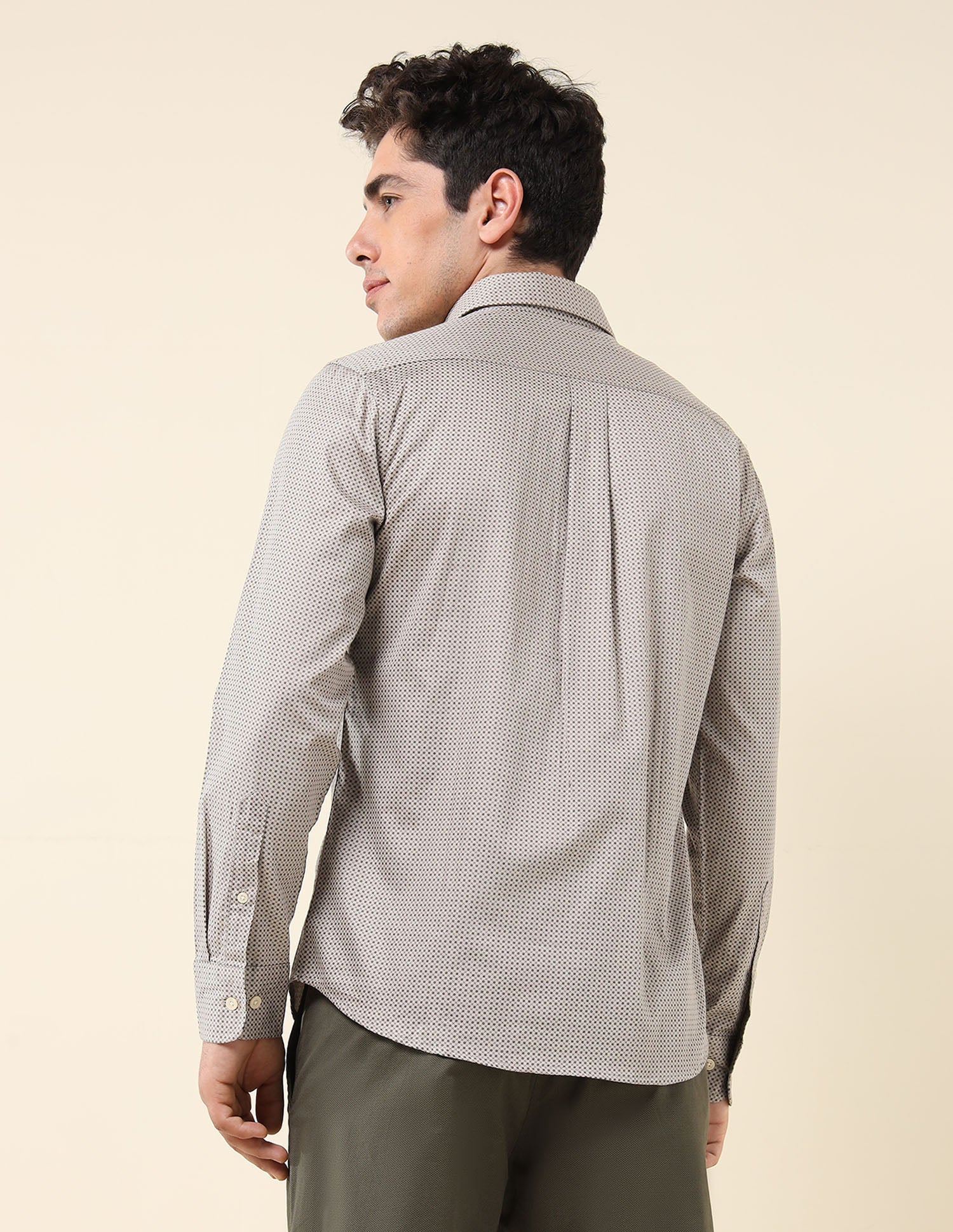 Tailored Fit Pure Cotton Shirt Khaki - U.S. Polo Assn. India | Large