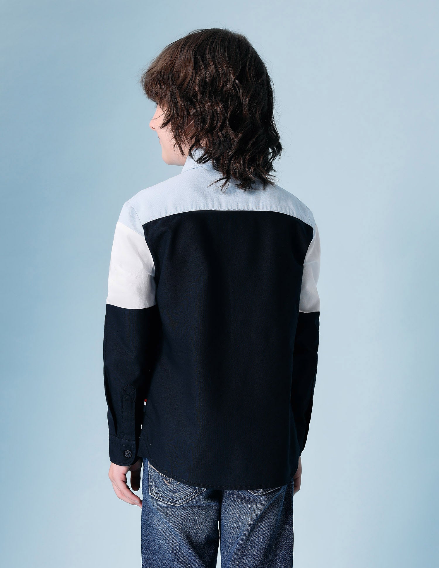 Boys Colorblocked Pure Cotton Shirt Light Blue - U.S. POLO ASSN. | Large