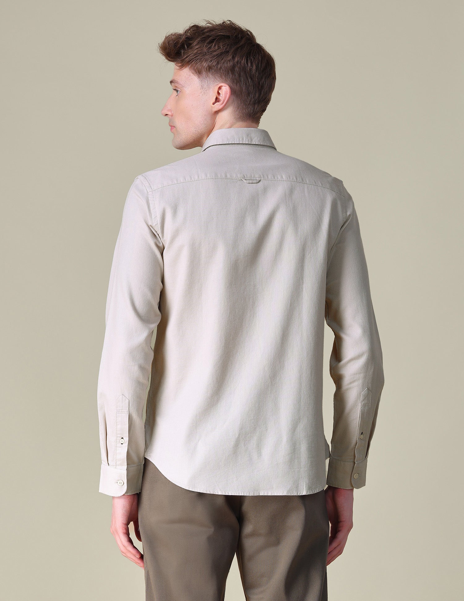 Dobby Regular Fit Shirt Ivory - U.S. POLO ASSN. | Large