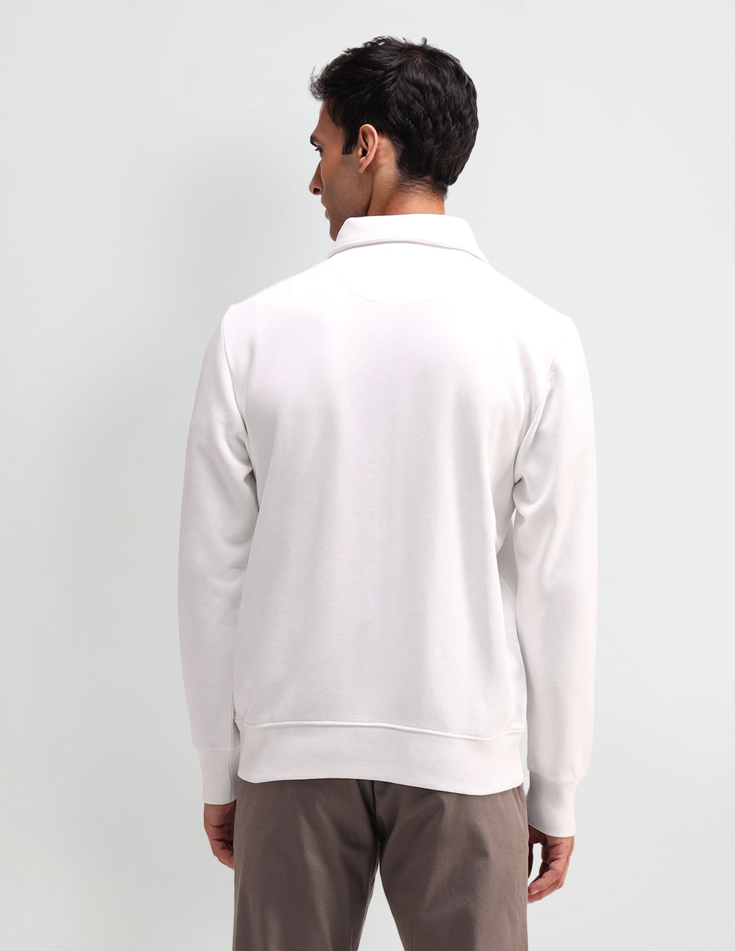 Solid High Neck Sweatshirt Ivory - U.S. Polo Assn. India | Large