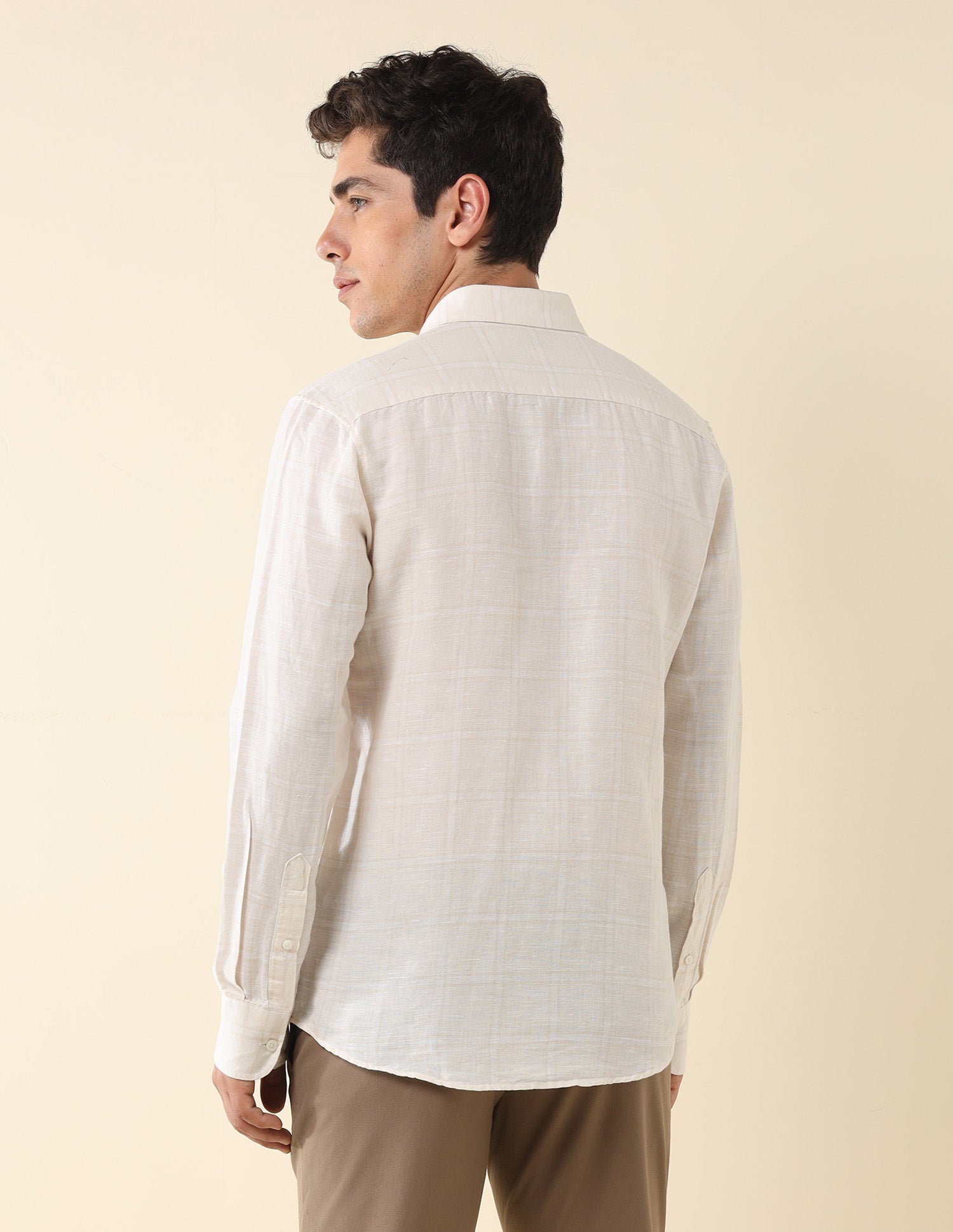 Grid Tattersall Checked Tailored Fit Shirt Cream - U.S. Polo Assn. India | Large