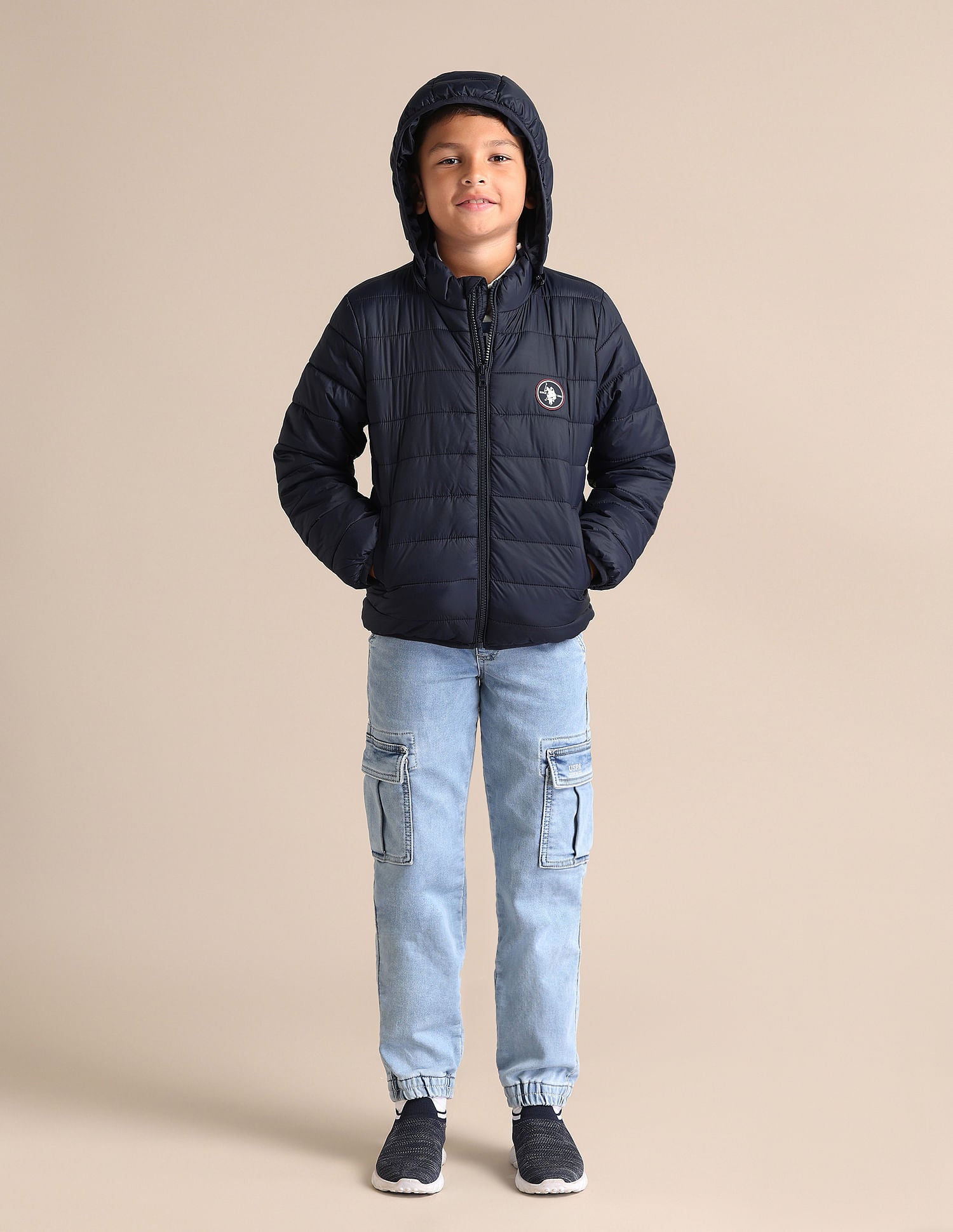 Boys Solid Hooded Jacket Mens Navy - U.S. POLO ASSN. | Large