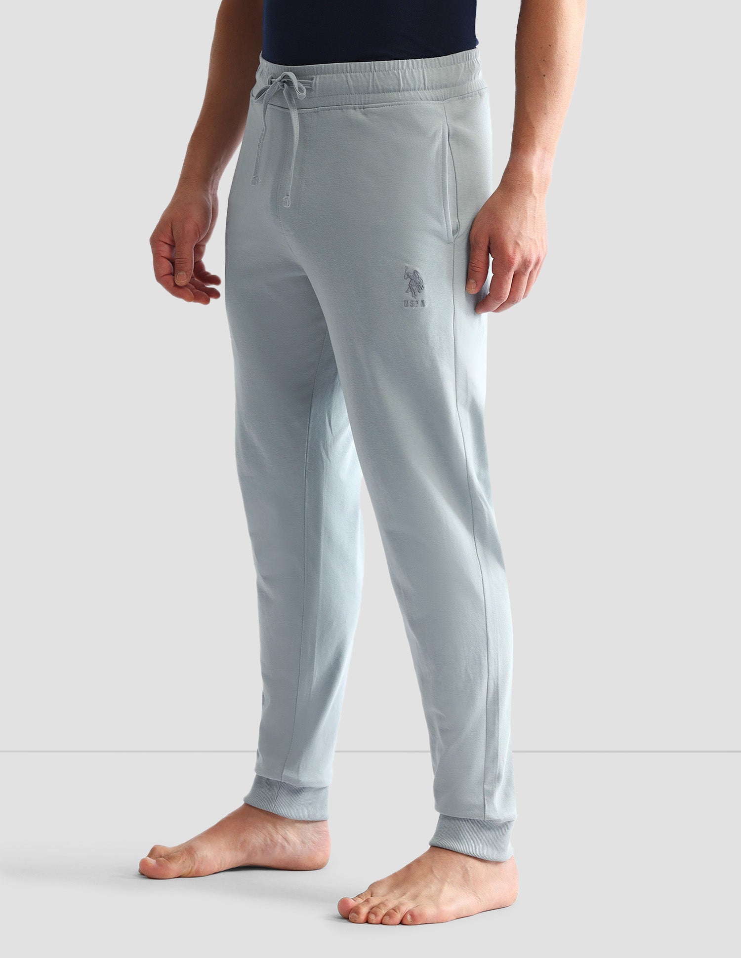 Drawstring Waist Mid-Rise Solid OJ007 Joggers Mirage Gray - U.S. POLO ASSN. | Large