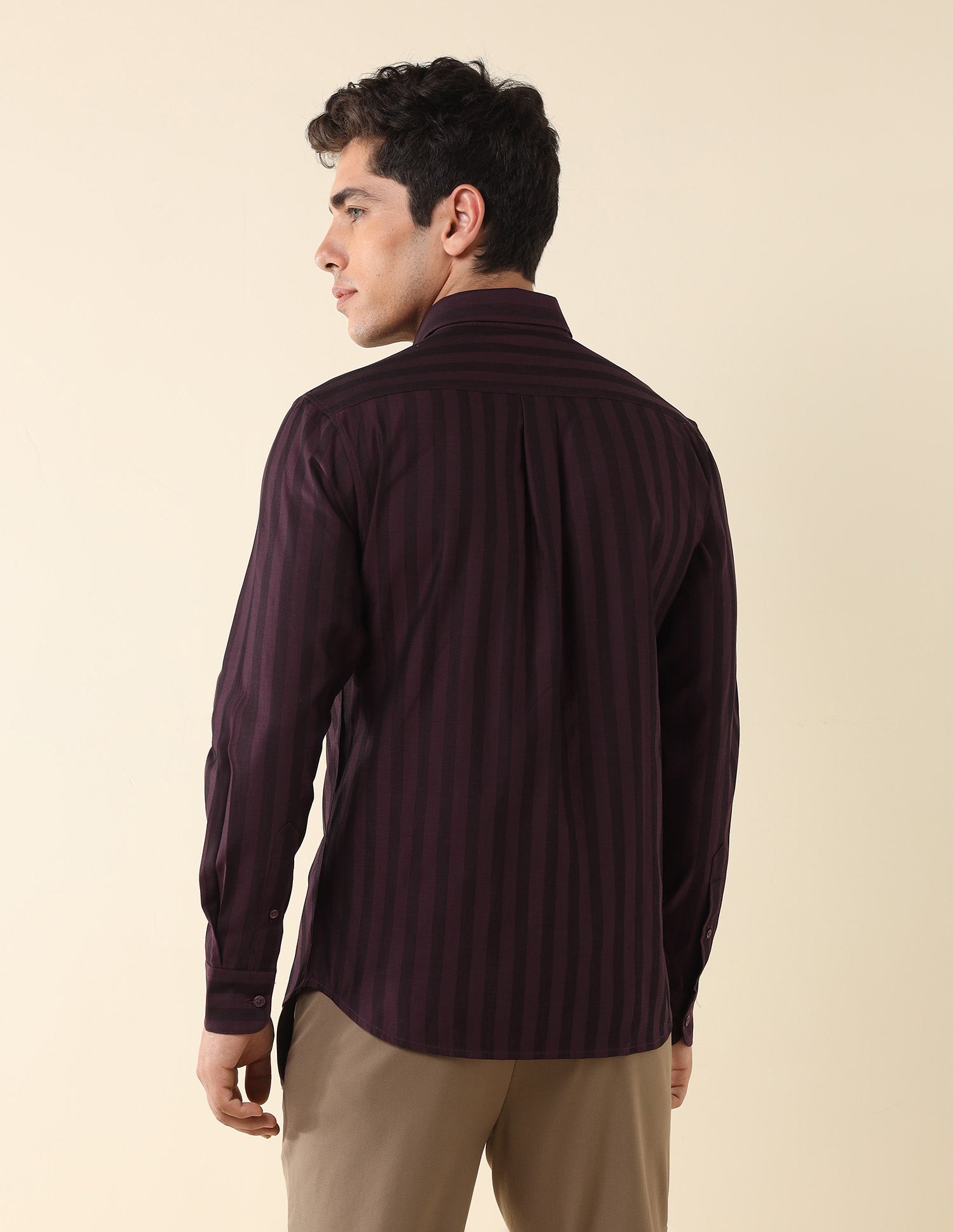 Vertical Striped Satin Shirt Burgundy - U.S. Polo Assn. India | Large