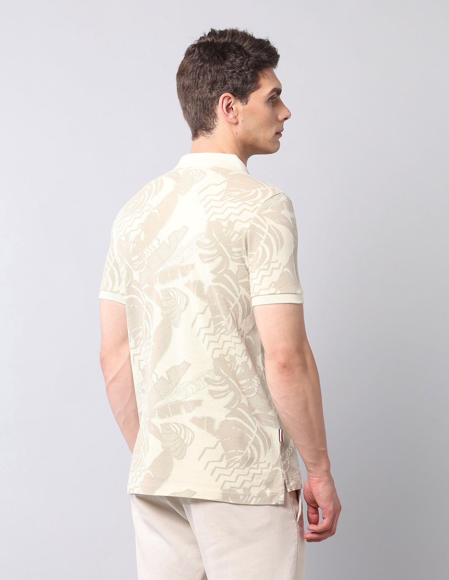 Tropical Printed Pure Cotton Polo Shirt Ivory - U.S. POLO ASSN. | Large