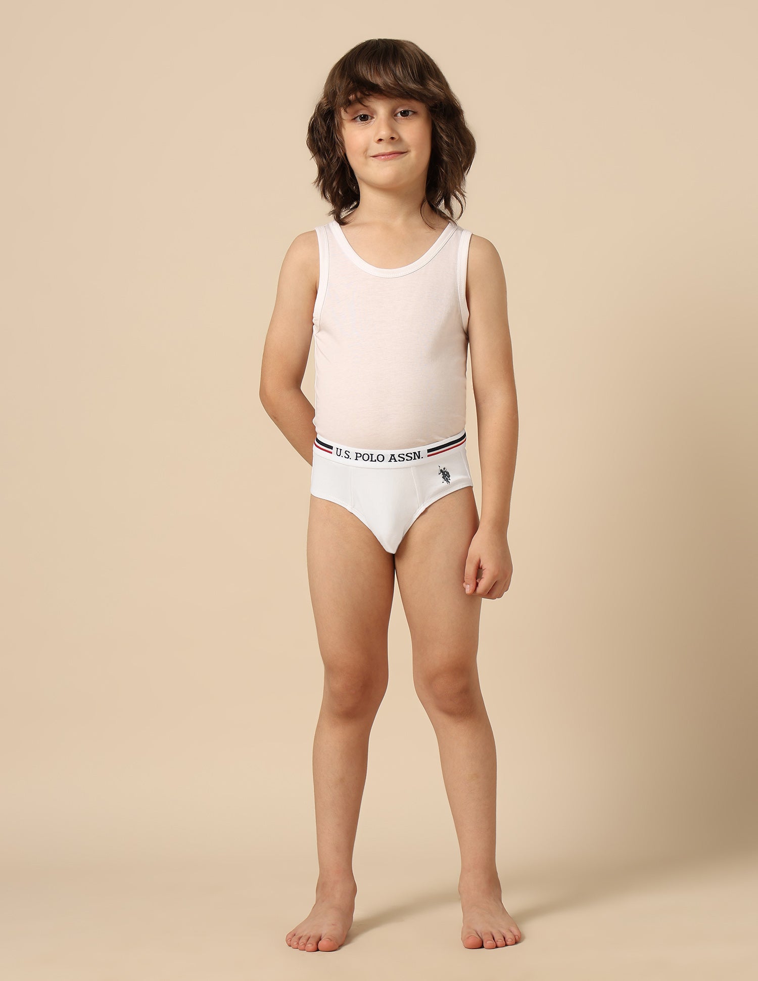 Boys Mid Rise Cotton Spandex EKB09 Briefs - Pack Of 3 White, Navy and Powderblue - U.S. POLO ASSN. | Large