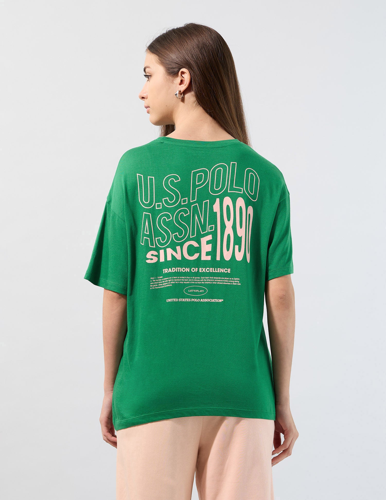 Brand Printed Boyfriend Fit T-Shirt Bright Green - U.S. POLO ASSN. | Large