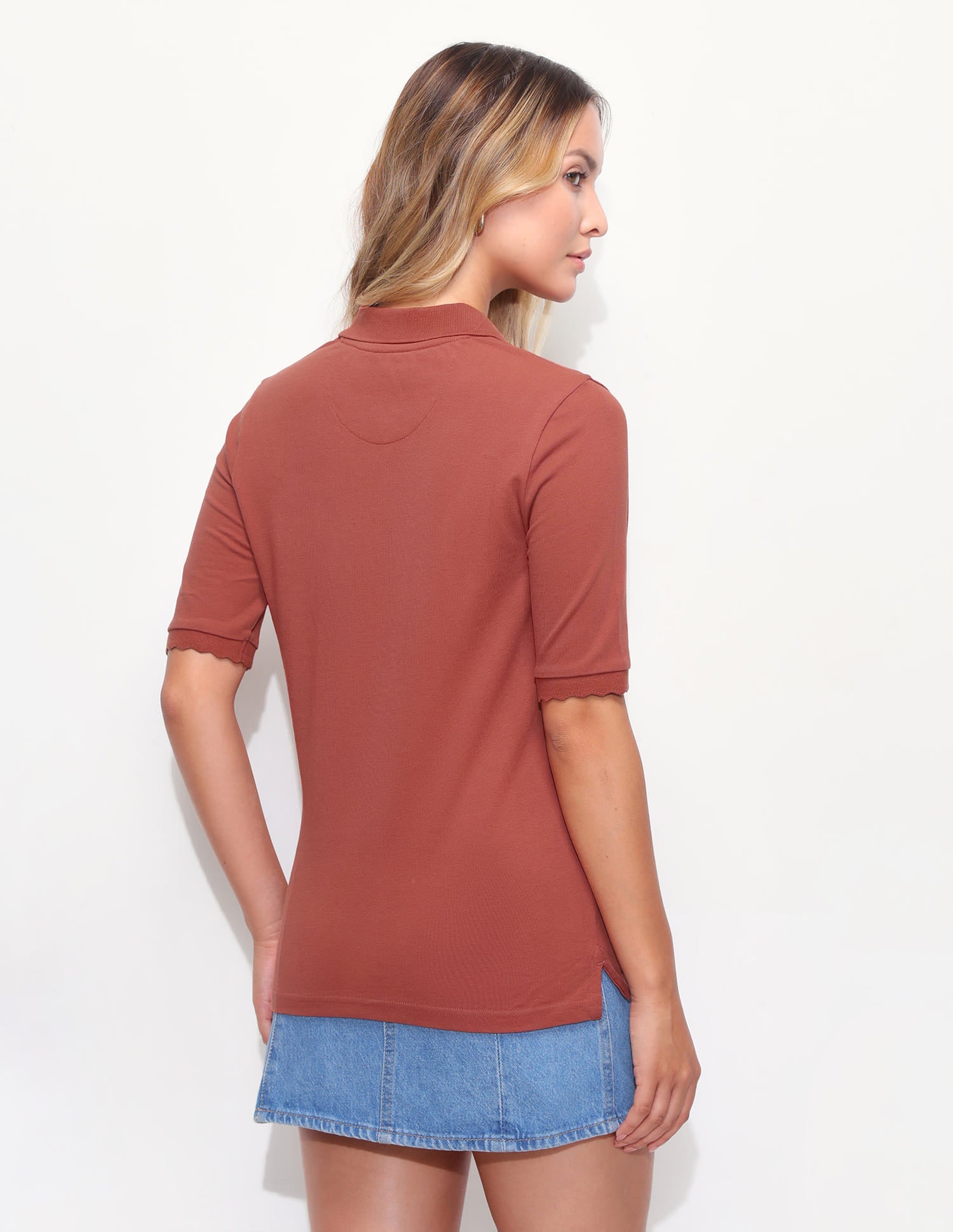 Solid Scallop Detail Polo Shirt Red - U.S. Polo Assn. India | Large