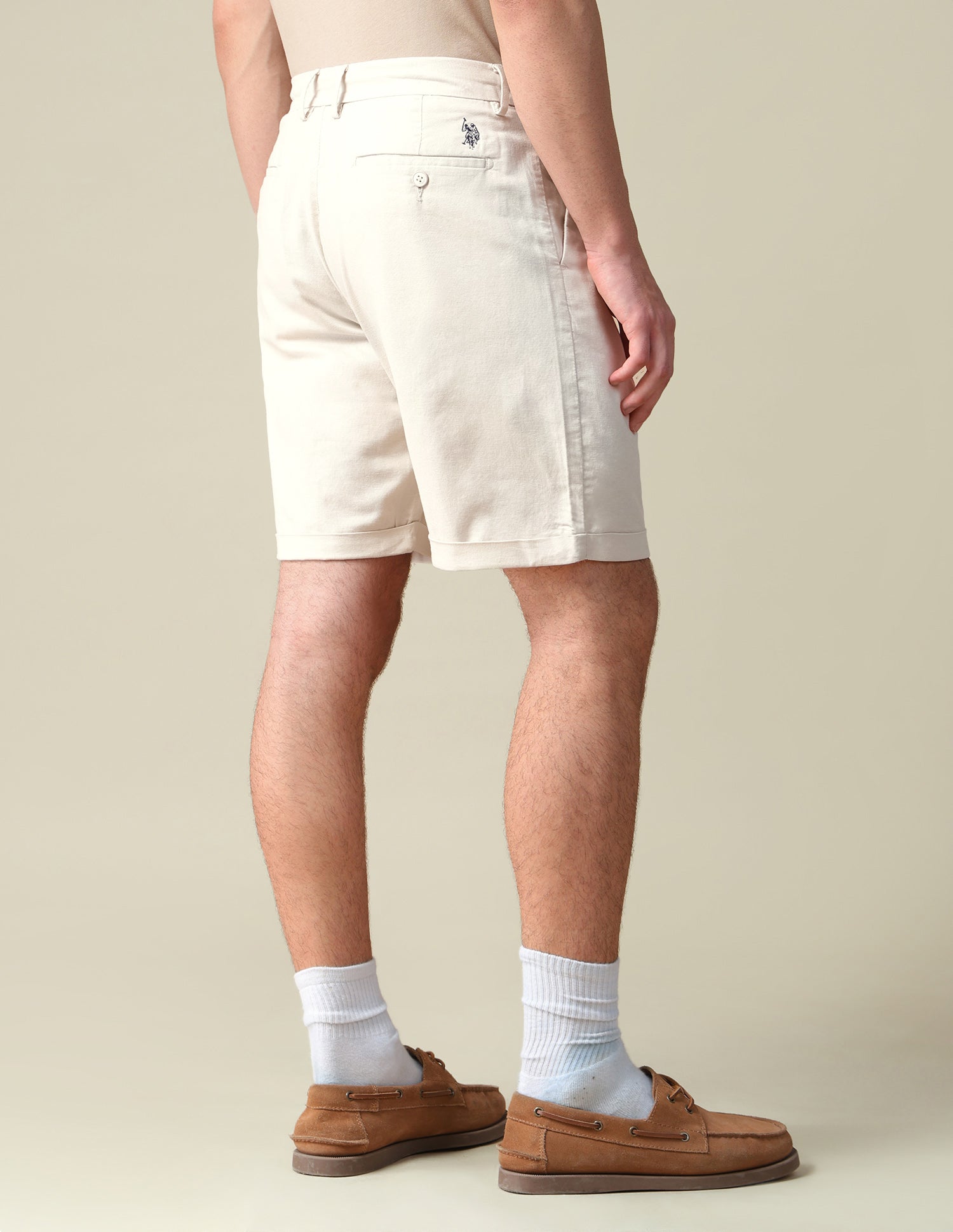 Mid Rise Slim Fit Shorts Beige - U.S. Polo Assn. India | Large