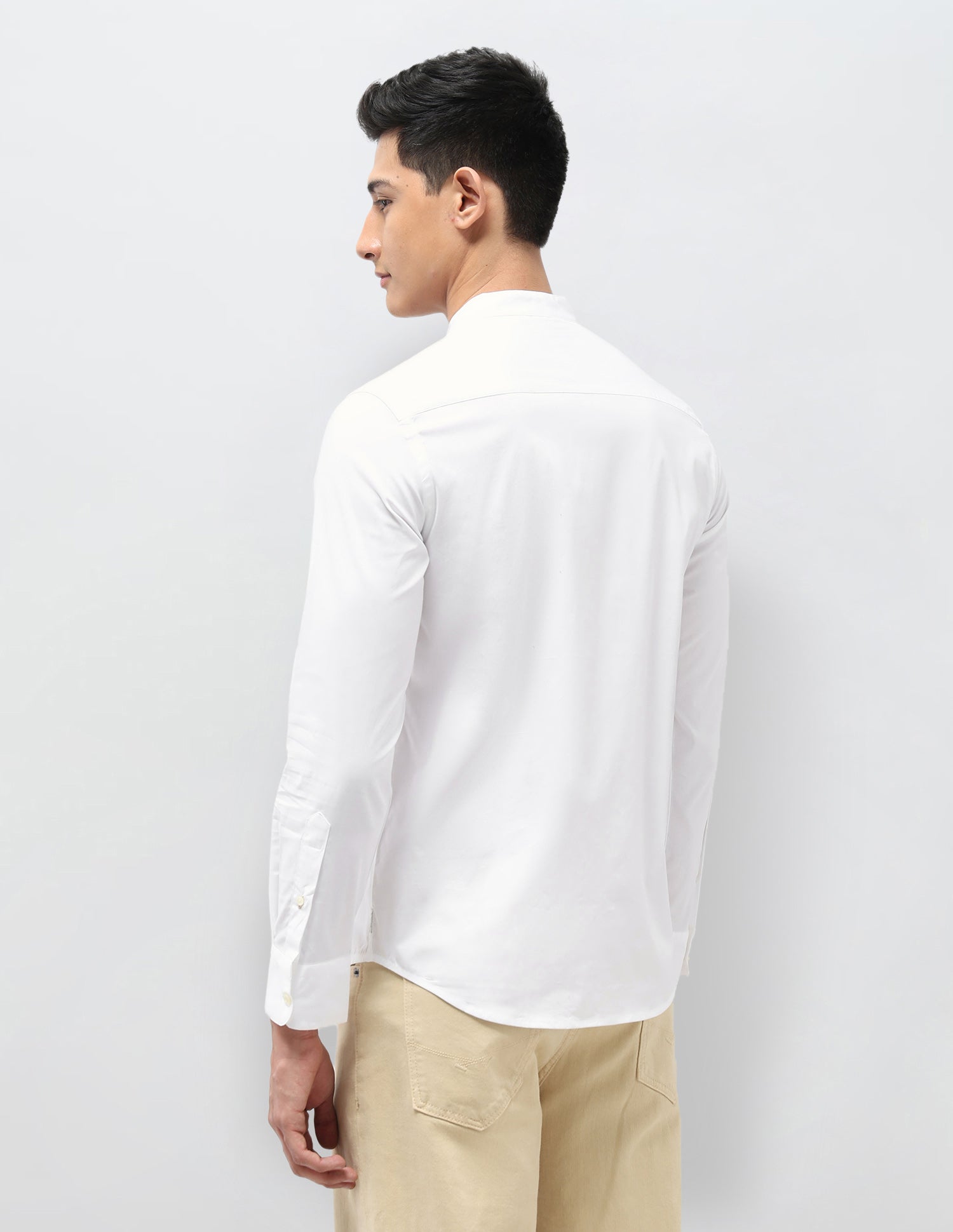 Solid Regular Fit Mandarin Shirt White - U.S. POLO ASSN. | Large