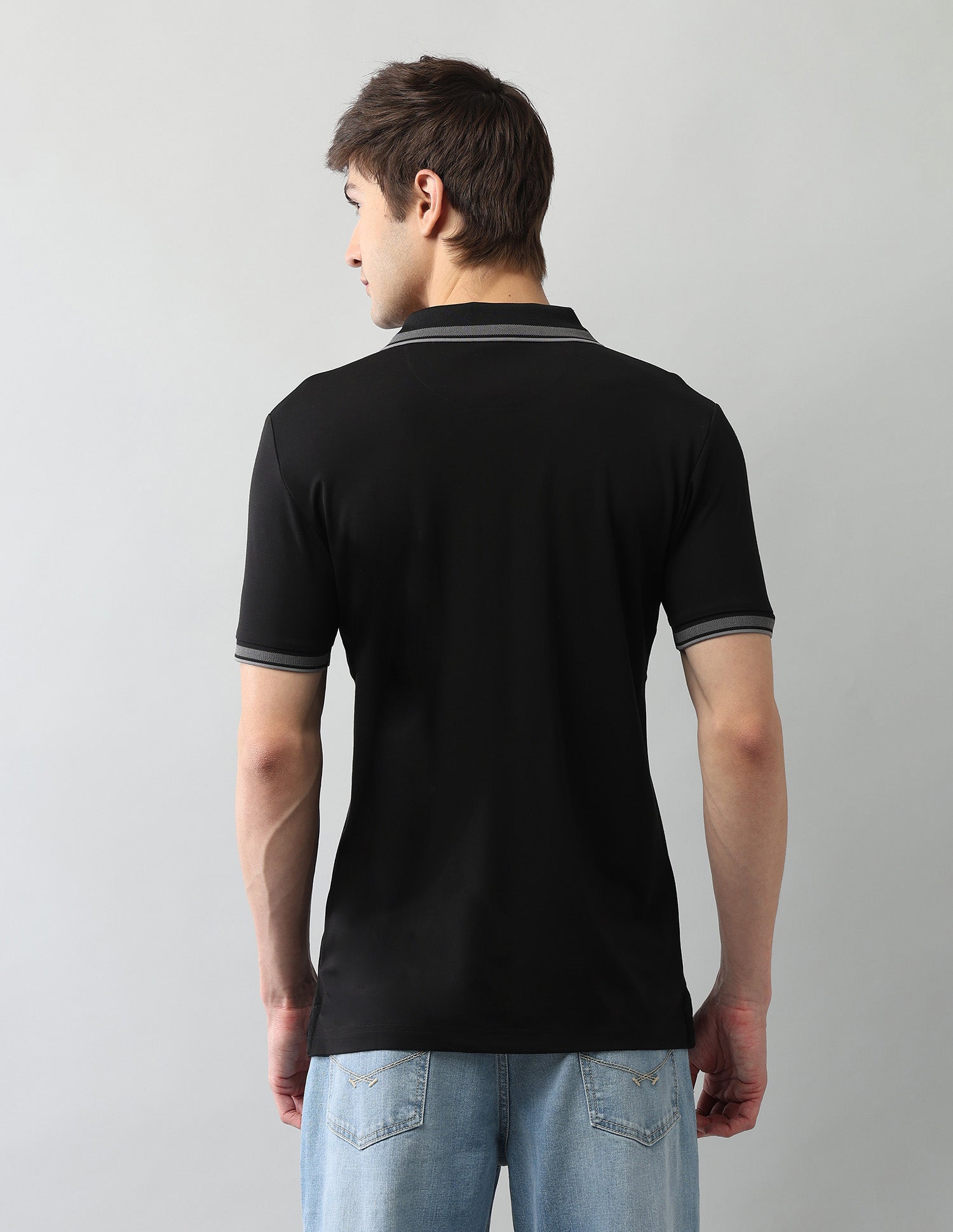 Solid Pure Cotton Black Label Polo Shirt Black - U.S. Polo Assn. India | Large