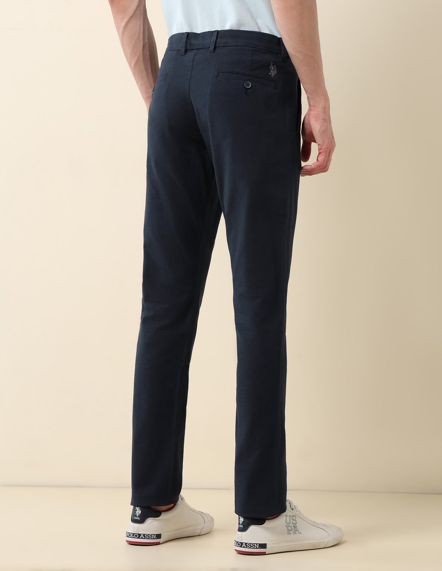 Denver Slim Fit Satin Trousers Navy - U.S. POLO ASSN. | Large