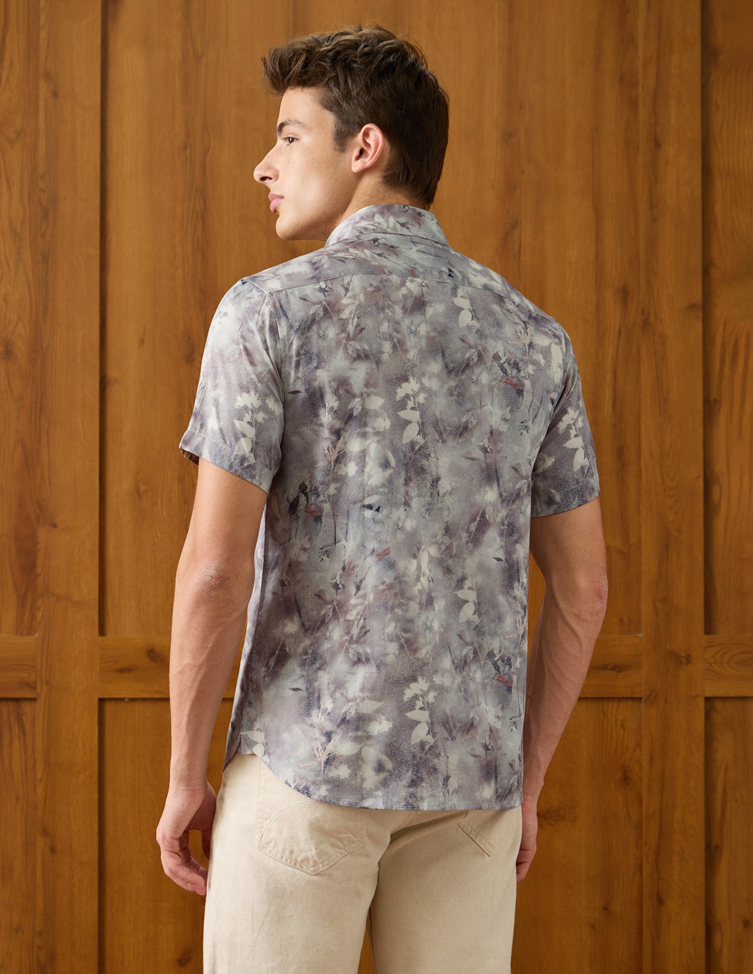 Tropical Printed Satin Shirt Light Grey - U.S. Polo Assn. India | Large