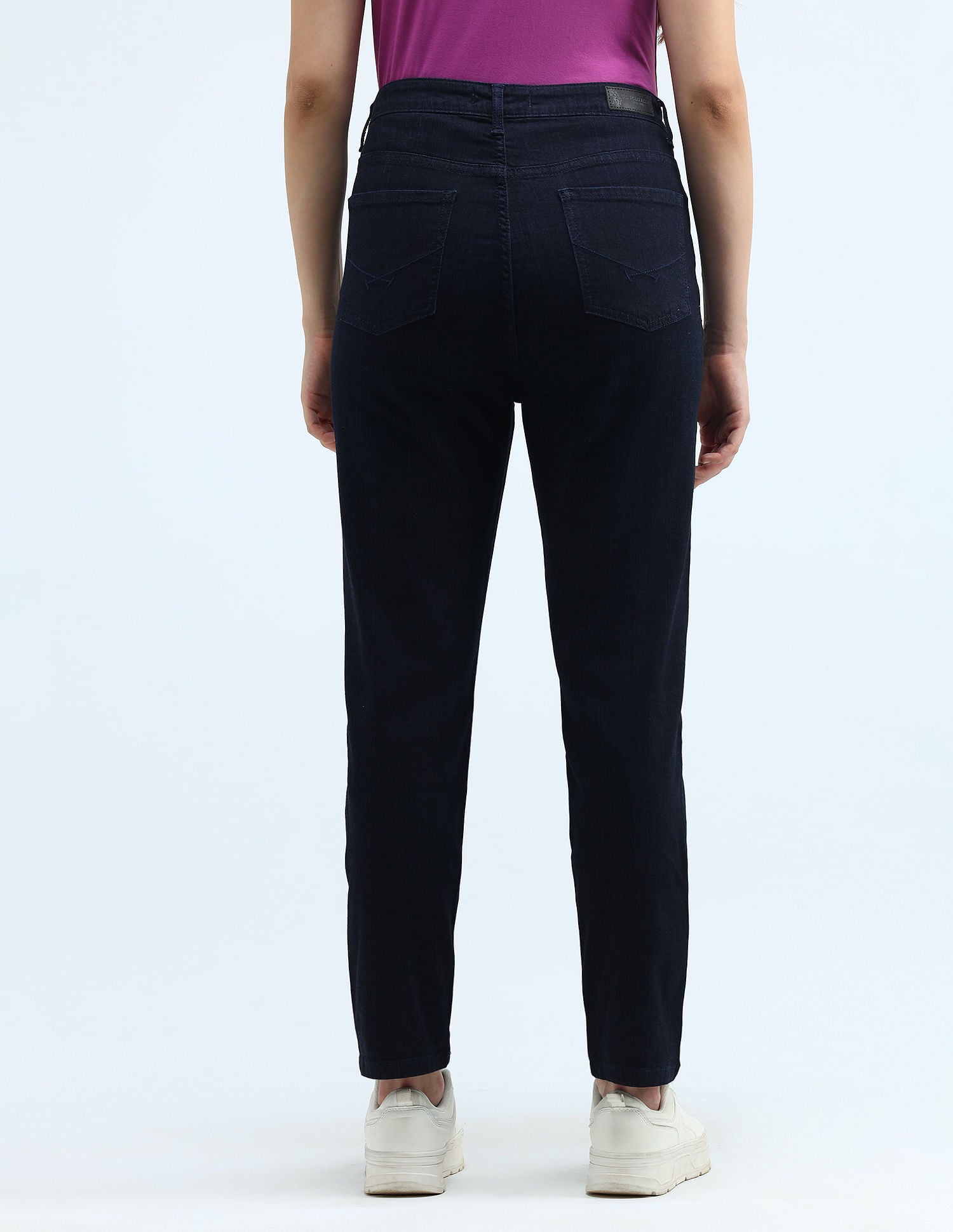 High Rise Mom Fit Jeans Dark Blue - U.S. POLO ASSN. | Large