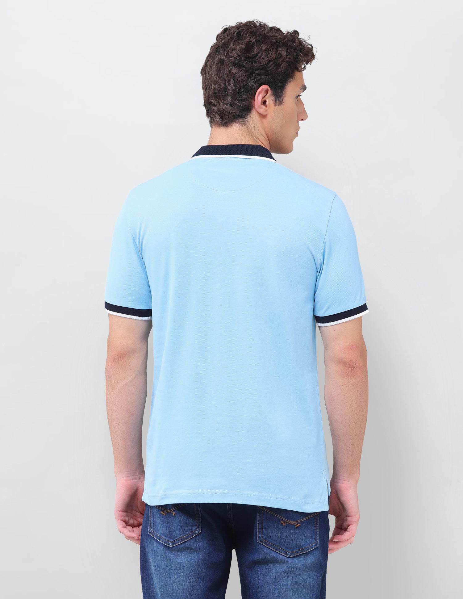 Solid Slim Fit Polo Shirt Light Blue - U.S. Polo Assn. India | Large