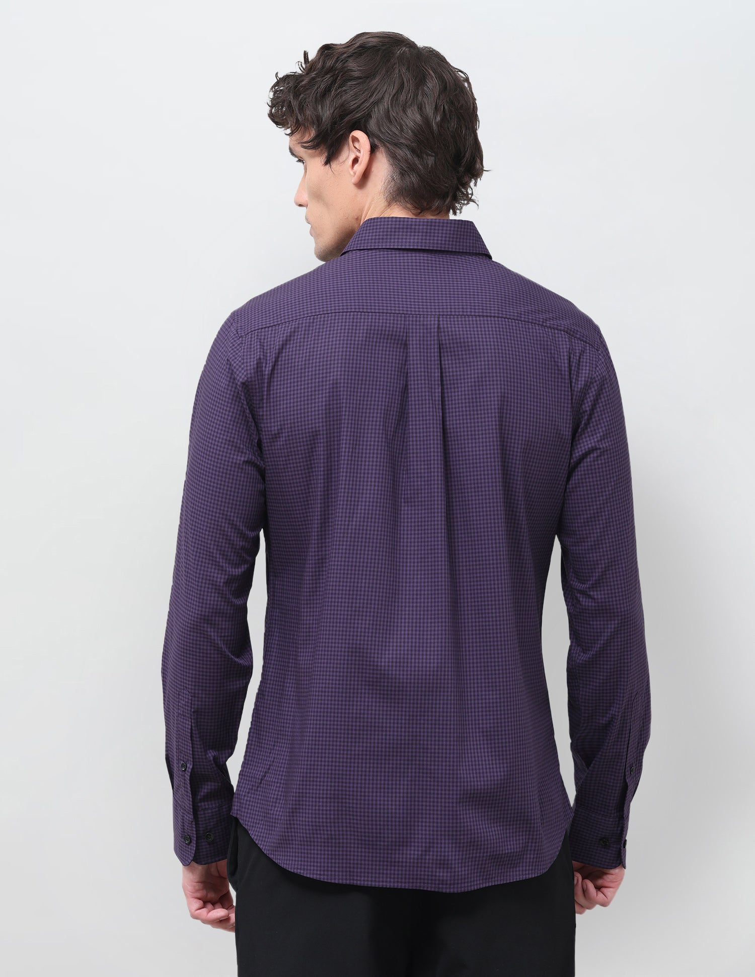 Gingham Checked Poplin Shirt Dark Purple - U.S. Polo Assn. India | Large