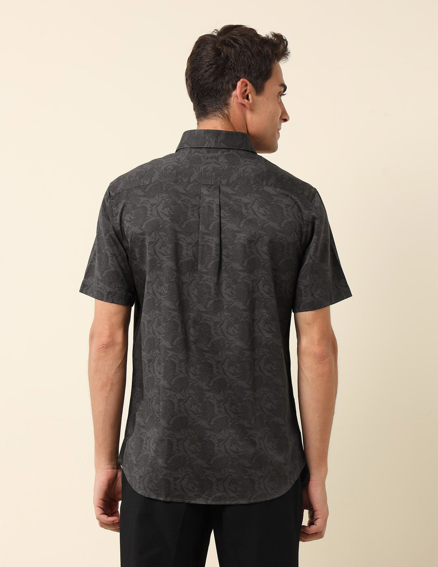 Floral Printed Pure Cotton Shirt Charcoal Grey - U.S. POLO ASSN. | Large