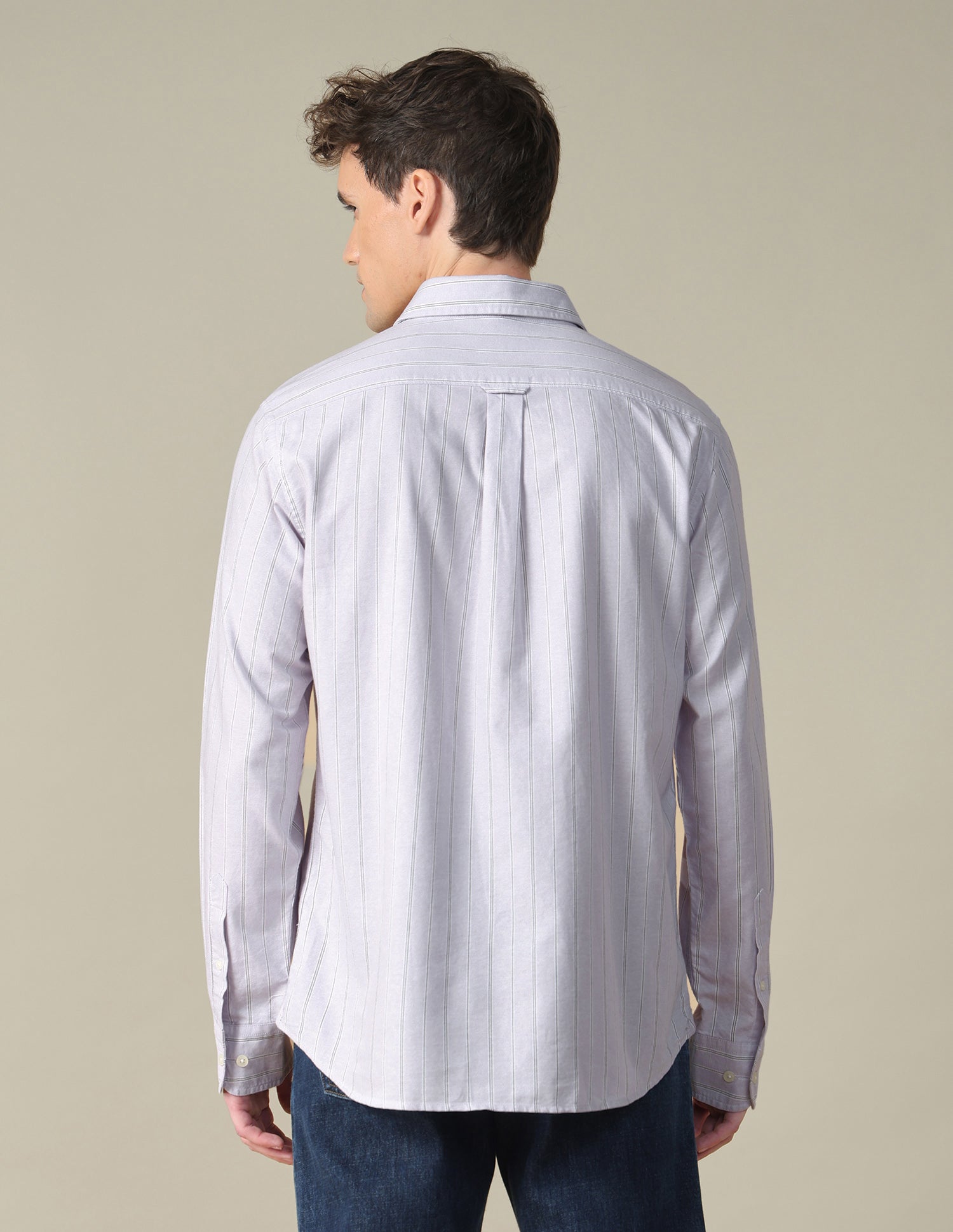 Vertical Striped Oxford Shirt Lavender - U.S. Polo Assn. India | Large