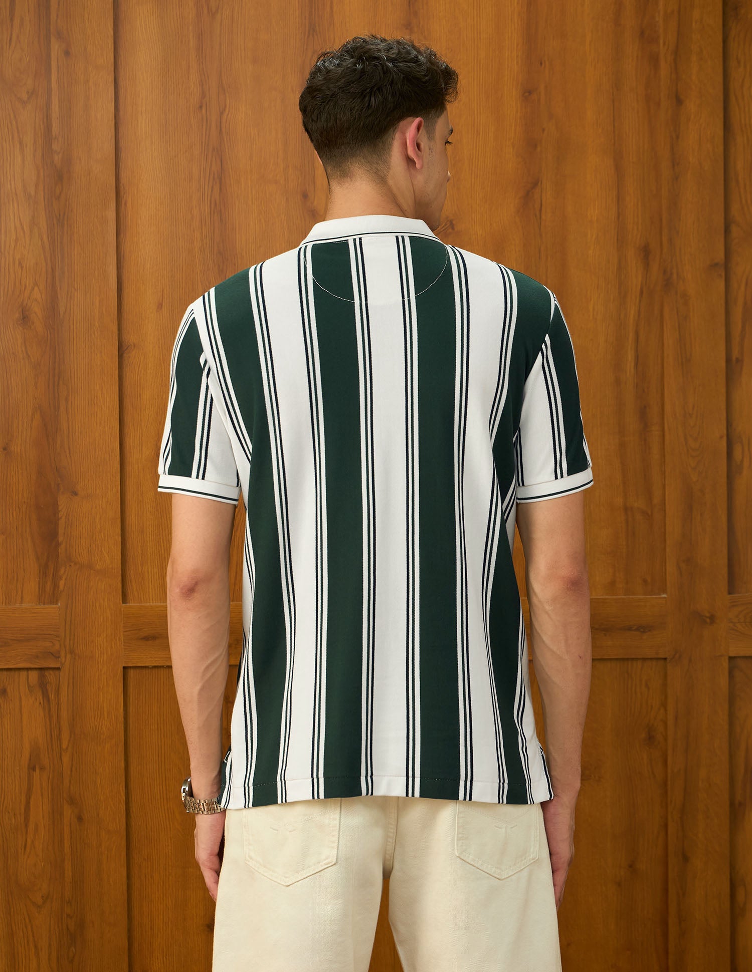 Vertical Striped Varsity Theatre Polo Shirt Olive - U.S. POLO ASSN. | Large