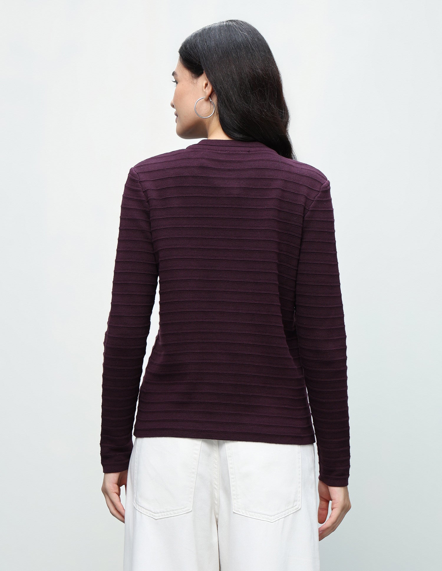 Patterned Knit Cardigan Sweater Wine - U.S. Polo Assn. India | Large