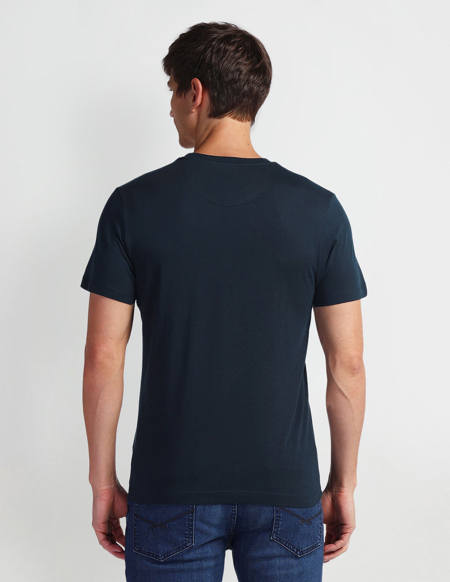 Brand Print Muscle Fit T-Shirt Navy - U.S. Polo Assn. India | Large
