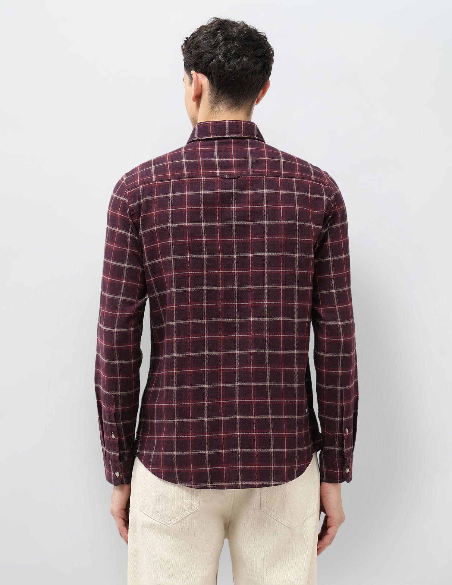 Grid Tattersall Checked Herringbone Shirt Wine - U.S. POLO ASSN. | Large