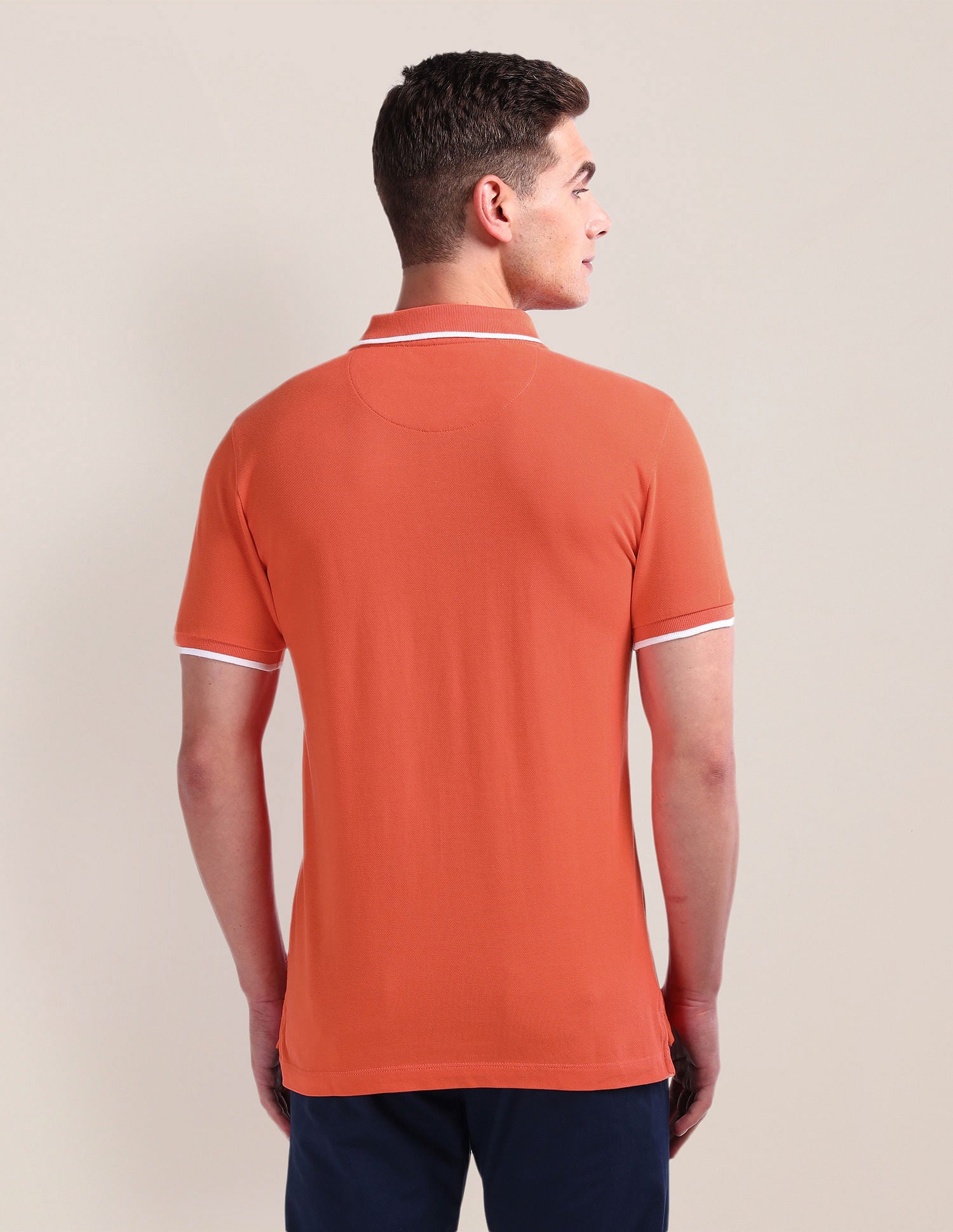 Tipped Collar Cotton Polo Shirt Orange - U.S. Polo Assn. India | Large