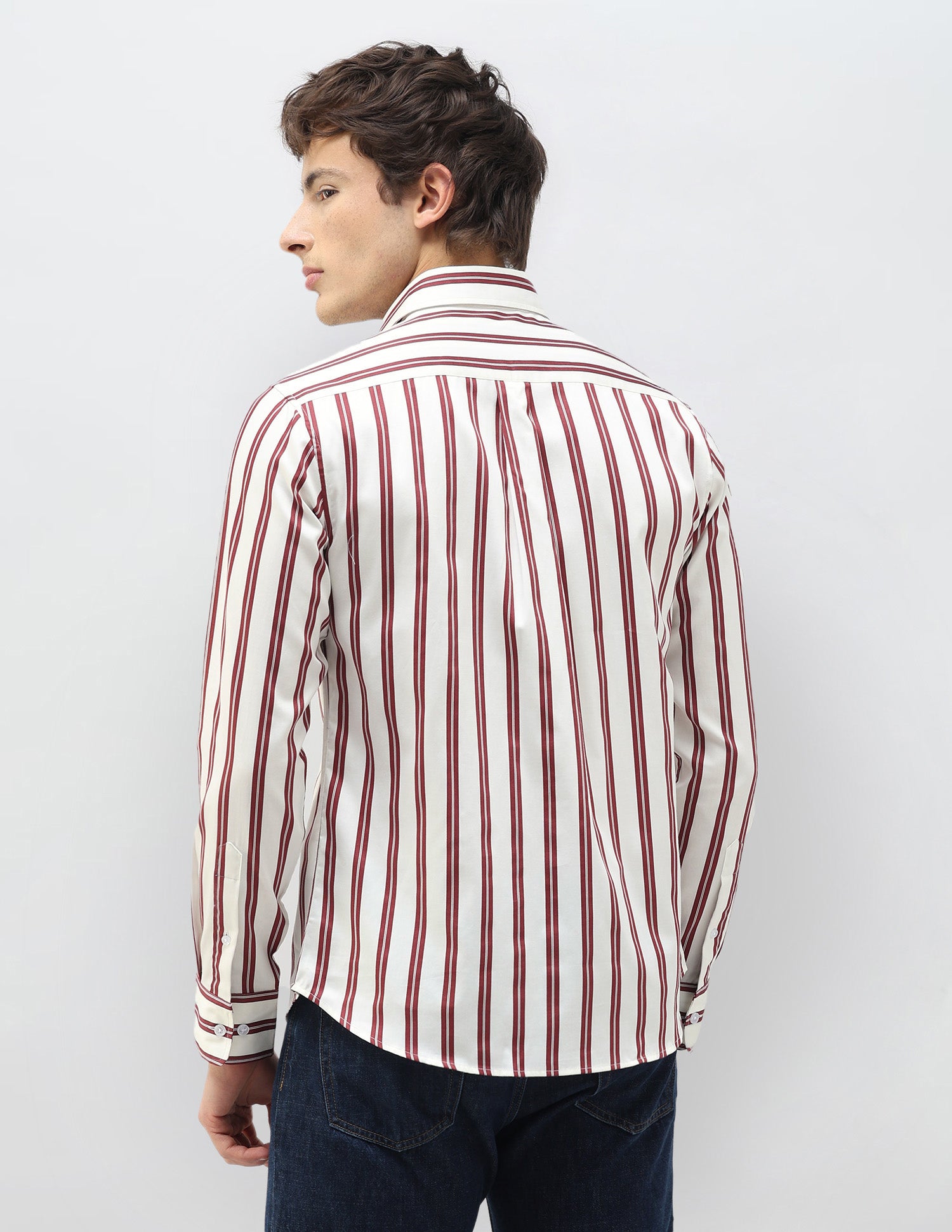 New Port Marina Vertical Striped Shirt Burgundy - U.S. Polo Assn. India | Large