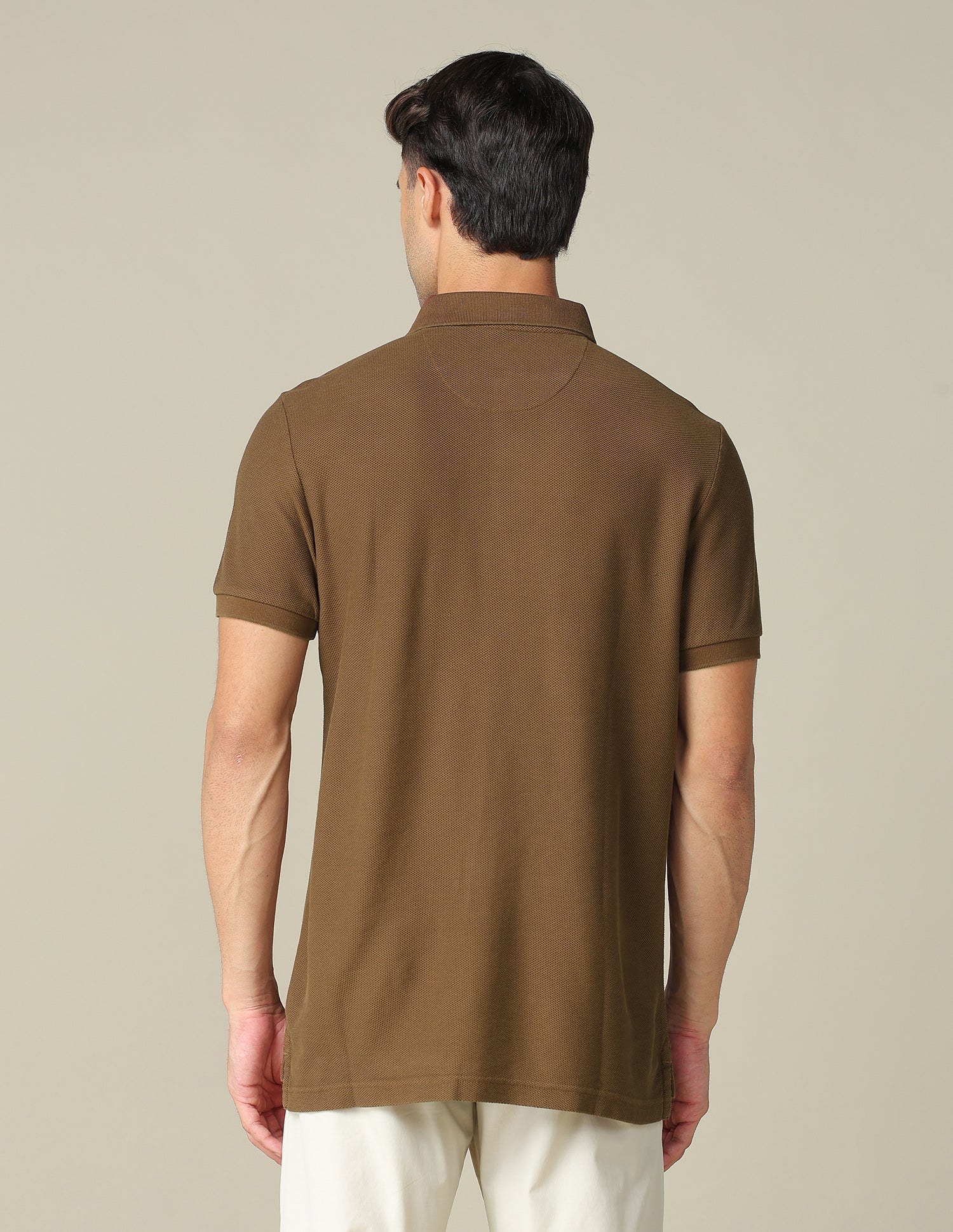 Pure Cotton Muscle Fit Polo Shirt Light Brown - U.S. POLO ASSN. | Large