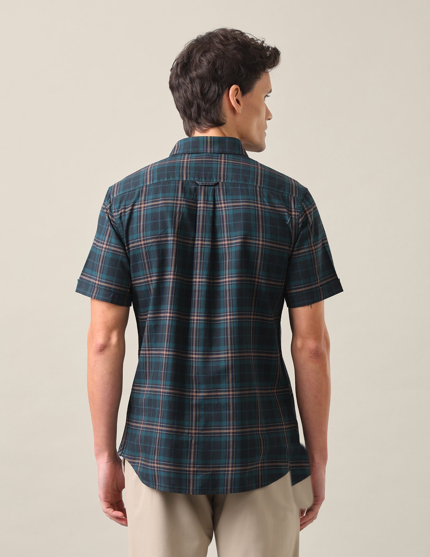 Plaid Checked Tailored Fit Shirt Teal - U.S. Polo Assn. India | Large