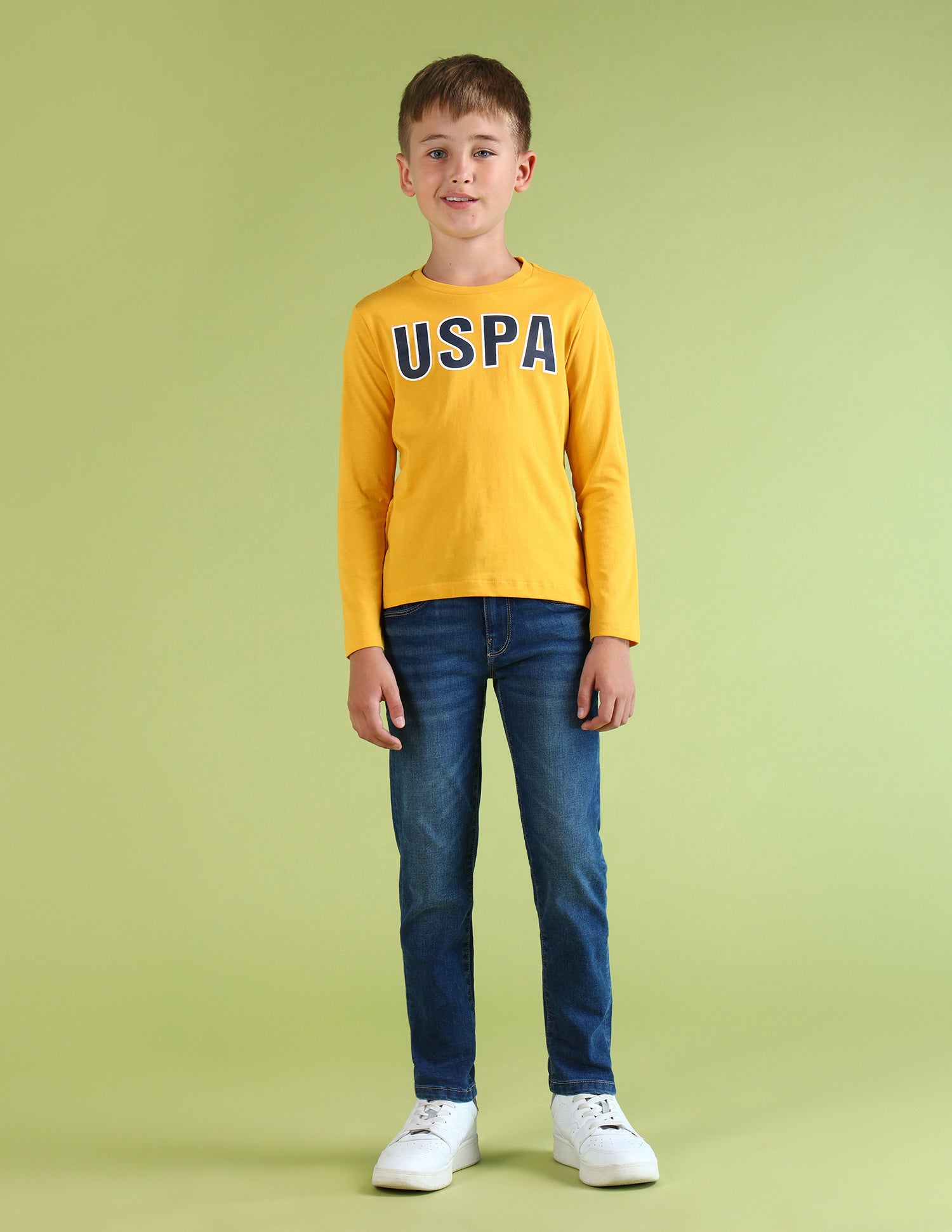 Boys Brand Printed Regular Fit T-Shirt Olive - U.S. POLO ASSN. | Large