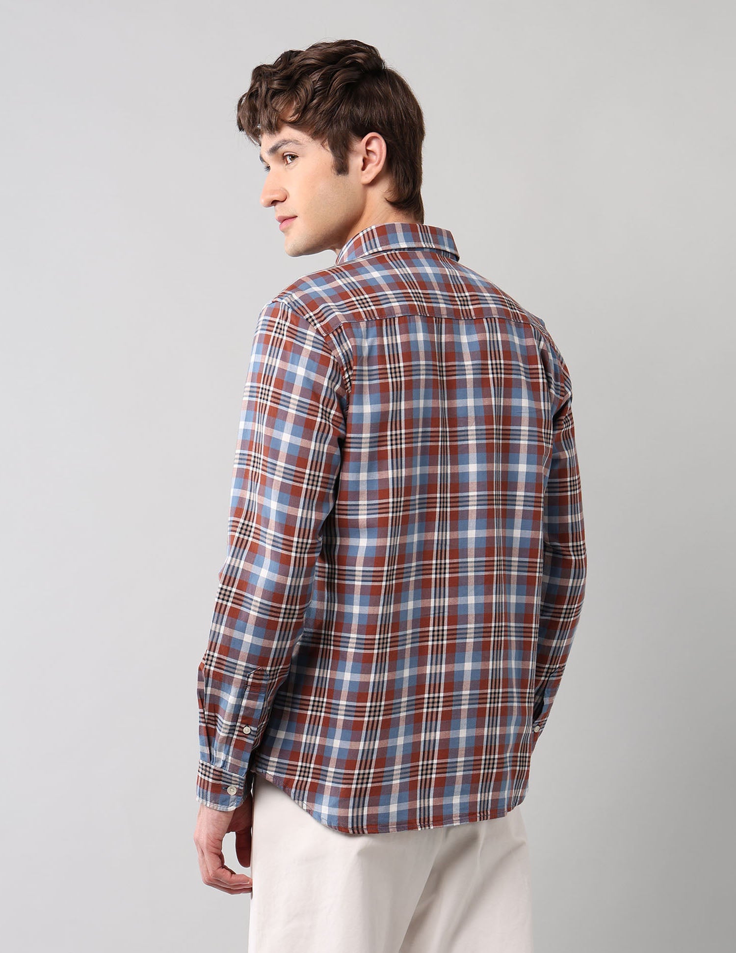 Plaid Checked Pure Cotton Shirt Rust - U.S. Polo Assn. India | Large