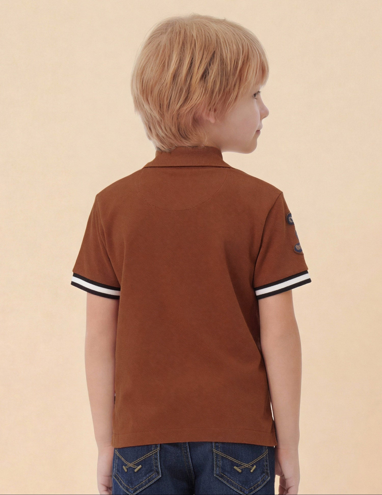 Boys Solid Regular Fit Polo Shirt Light Brown - U.S. Polo Assn. India | Large