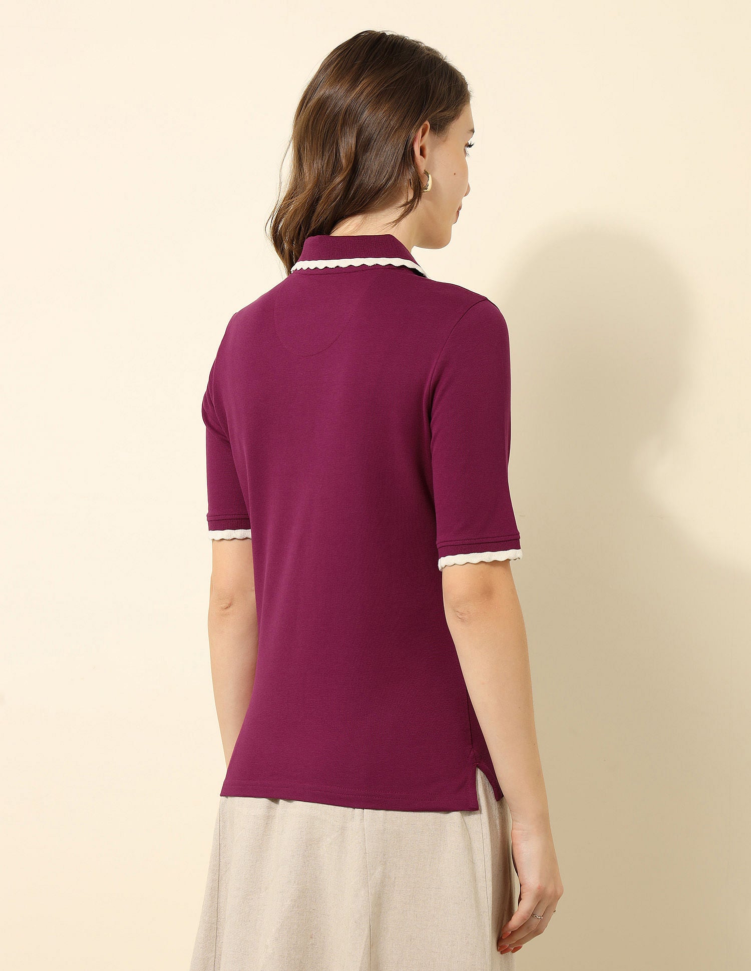 Tipped Collar Regular Fit Polo Shirt Wine - U.S. Polo Assn. India | Large