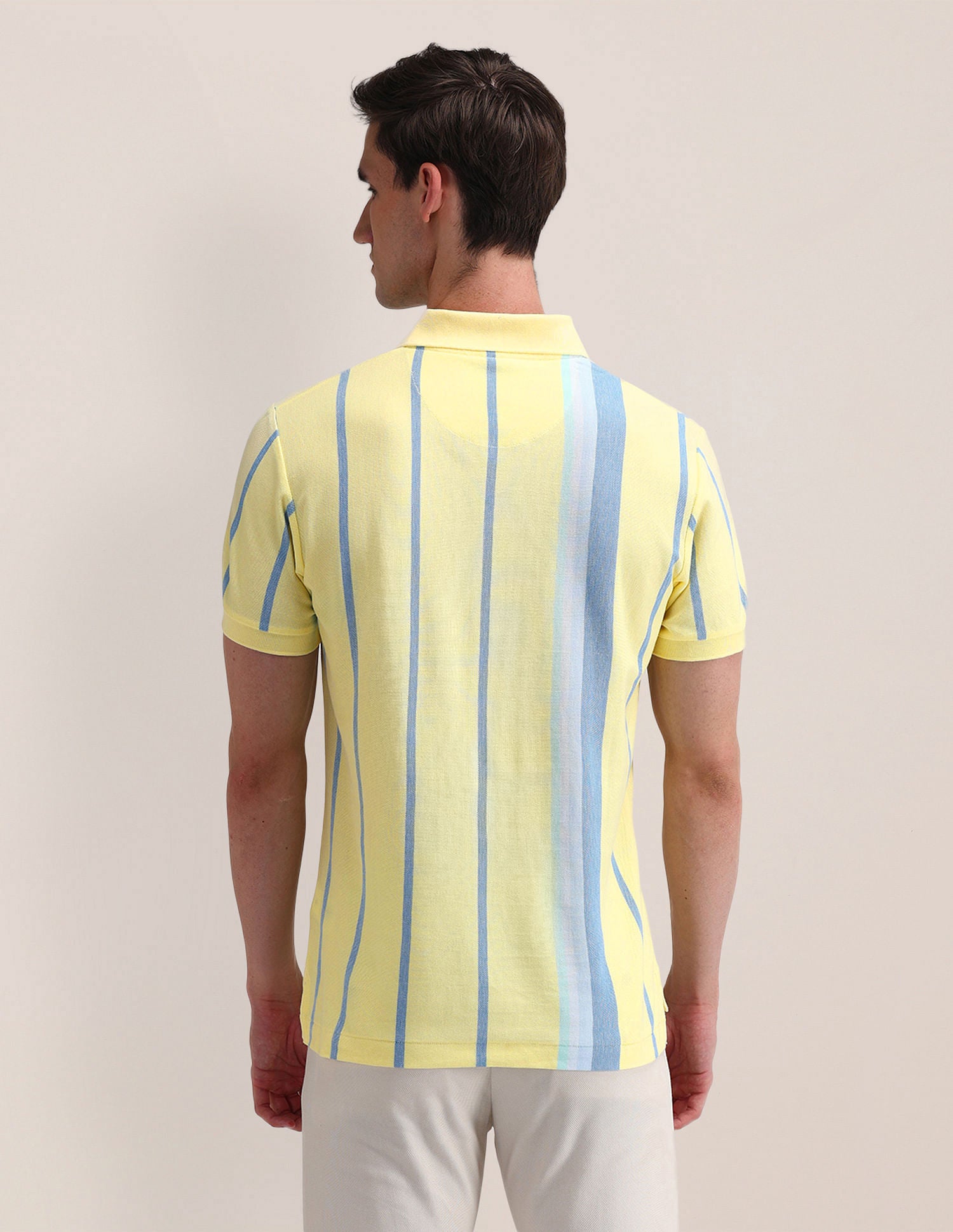 Slim Fit Vertical Striped Polo Shirt Yellow - U.S. Polo Assn. India | Large