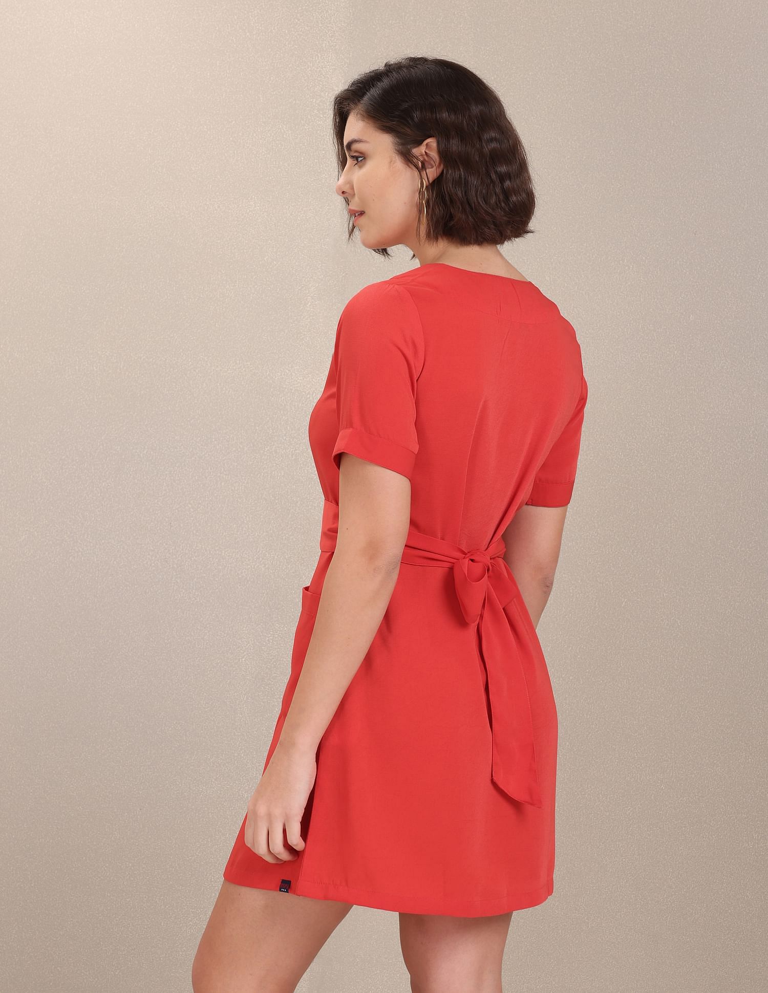 Solid Belted Shirt Dress Red - U.S. Polo Assn. India | Large
