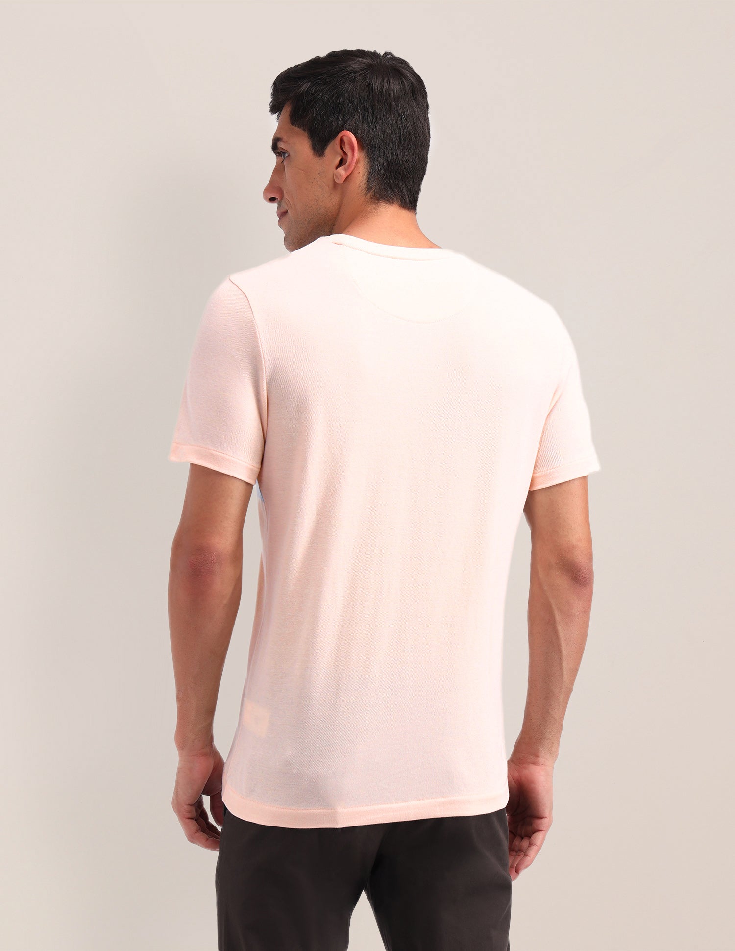 Horizontal Striped Cotton T-Shirt Peach - U.S. POLO ASSN. | Large