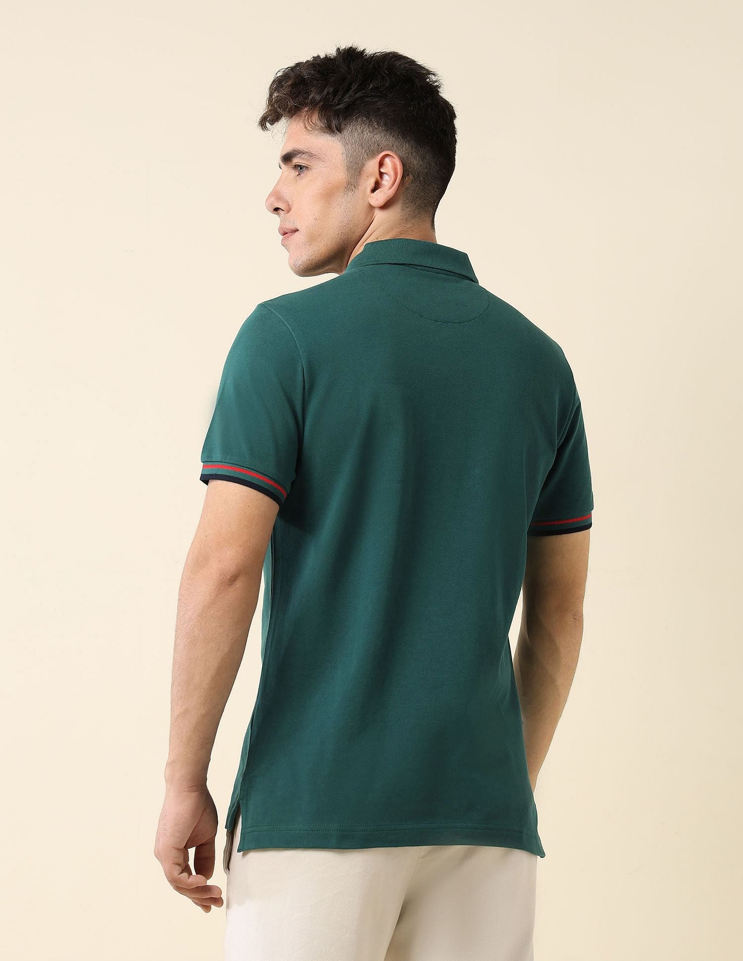 Solid Slim Fit Polo Shirt Dark Green - U.S. Polo Assn. India | Large