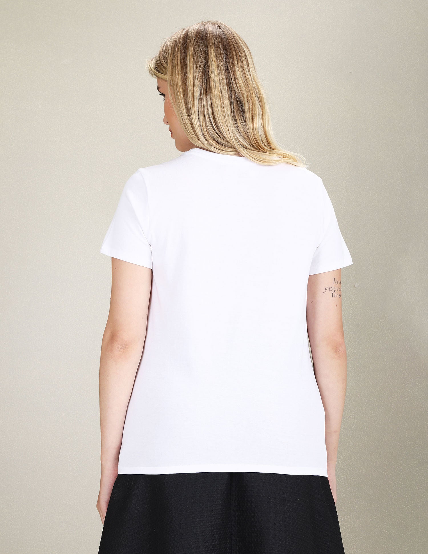 Ribbed Neck Circle Brand Print T-Shirt White - U.S. POLO ASSN. | Large