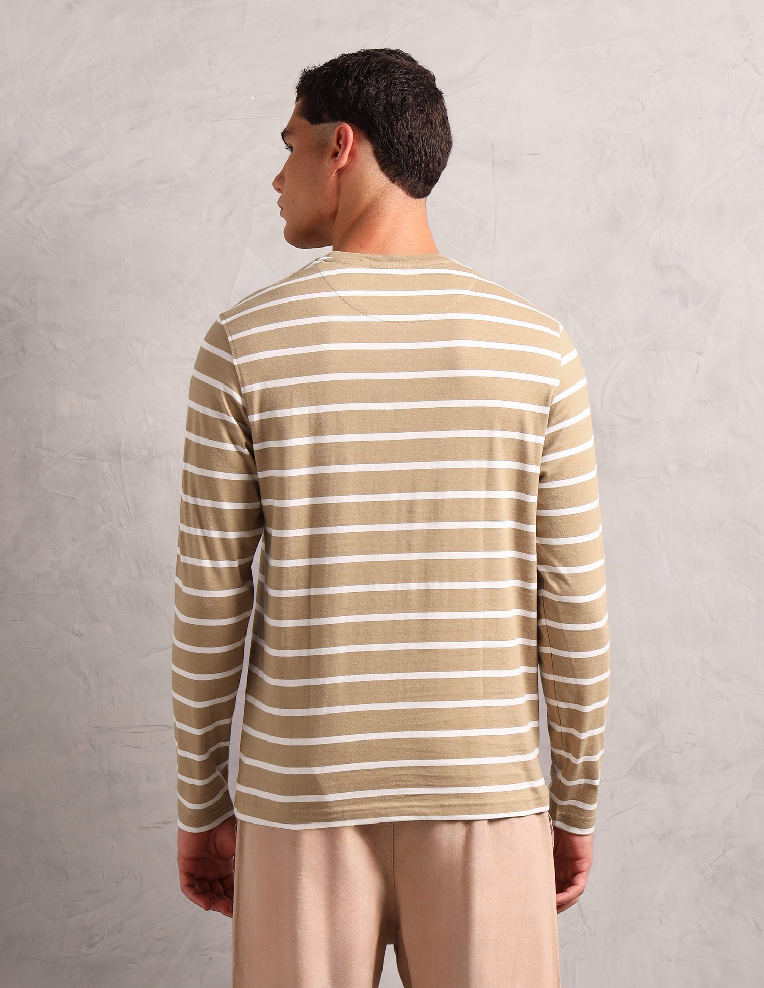 Horizontal Striped Pure Cotton I689 Lounge T-Shirt - Pack Of 1 Corn Stalk / White - U.S. POLO ASSN. | Large