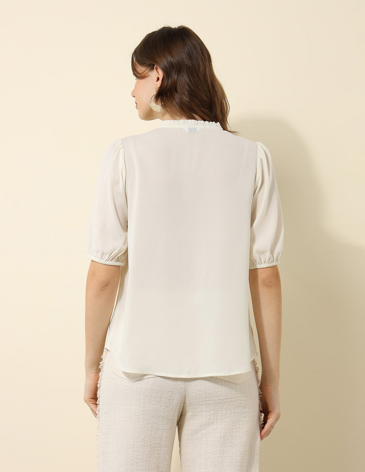 Lace Detail Regular Fit Top Off White - U.S. POLO ASSN. | Large