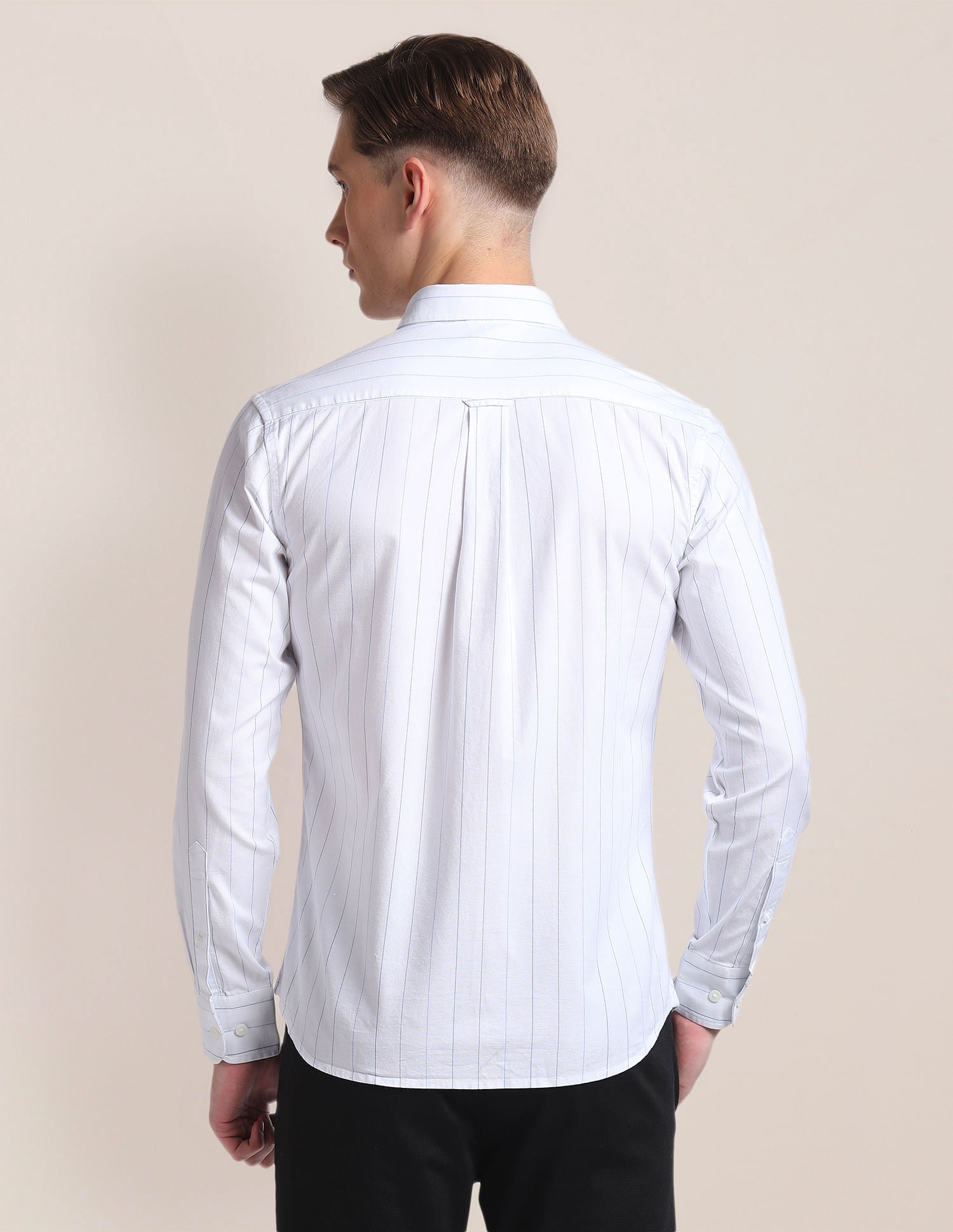 Cotton Stretch Vertical Stripe Shirt White - U.S. Polo Assn. India | Large