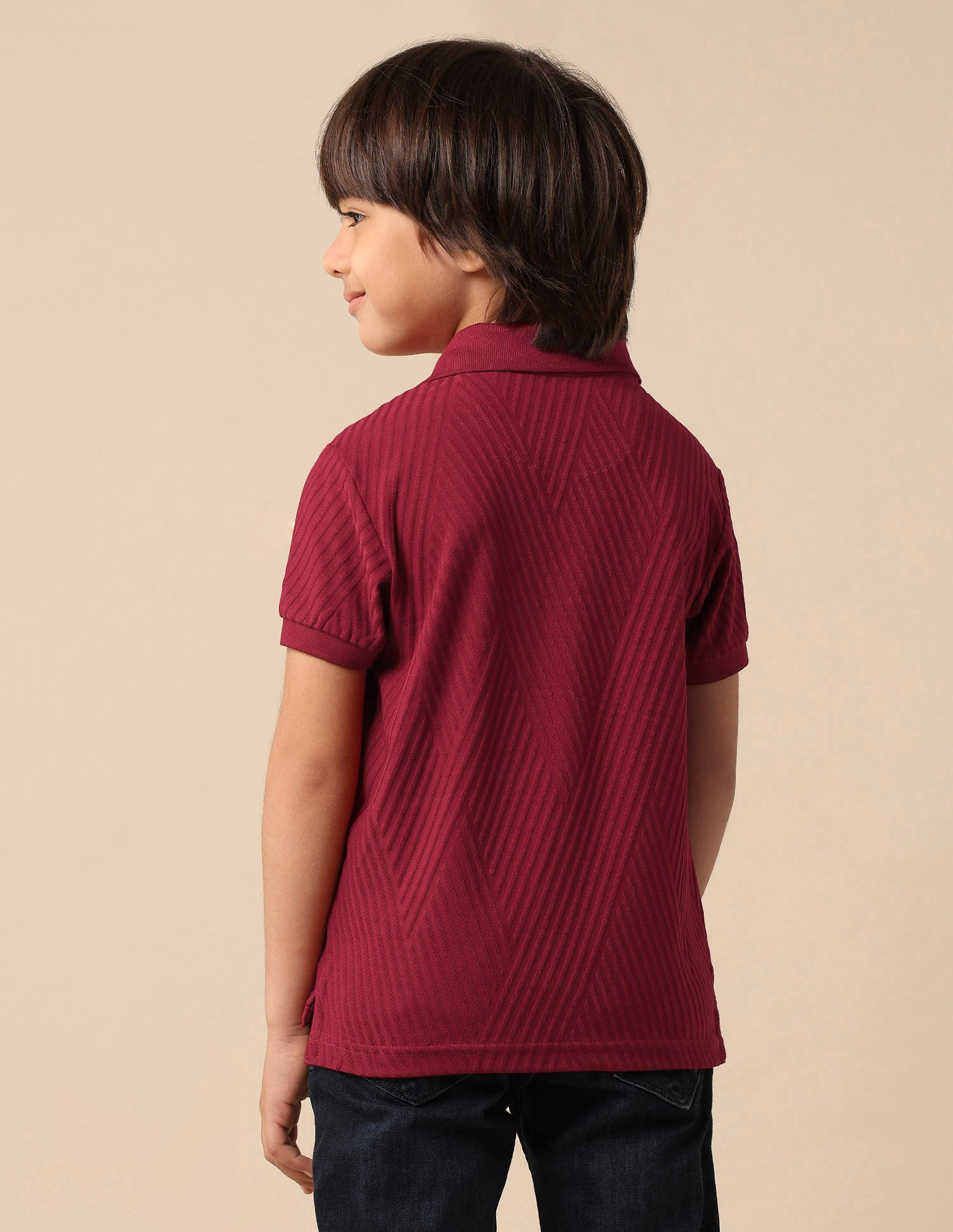 Boys Textured Pure Cotton Polo Shirt Dark Red - U.S. POLO ASSN. | Large