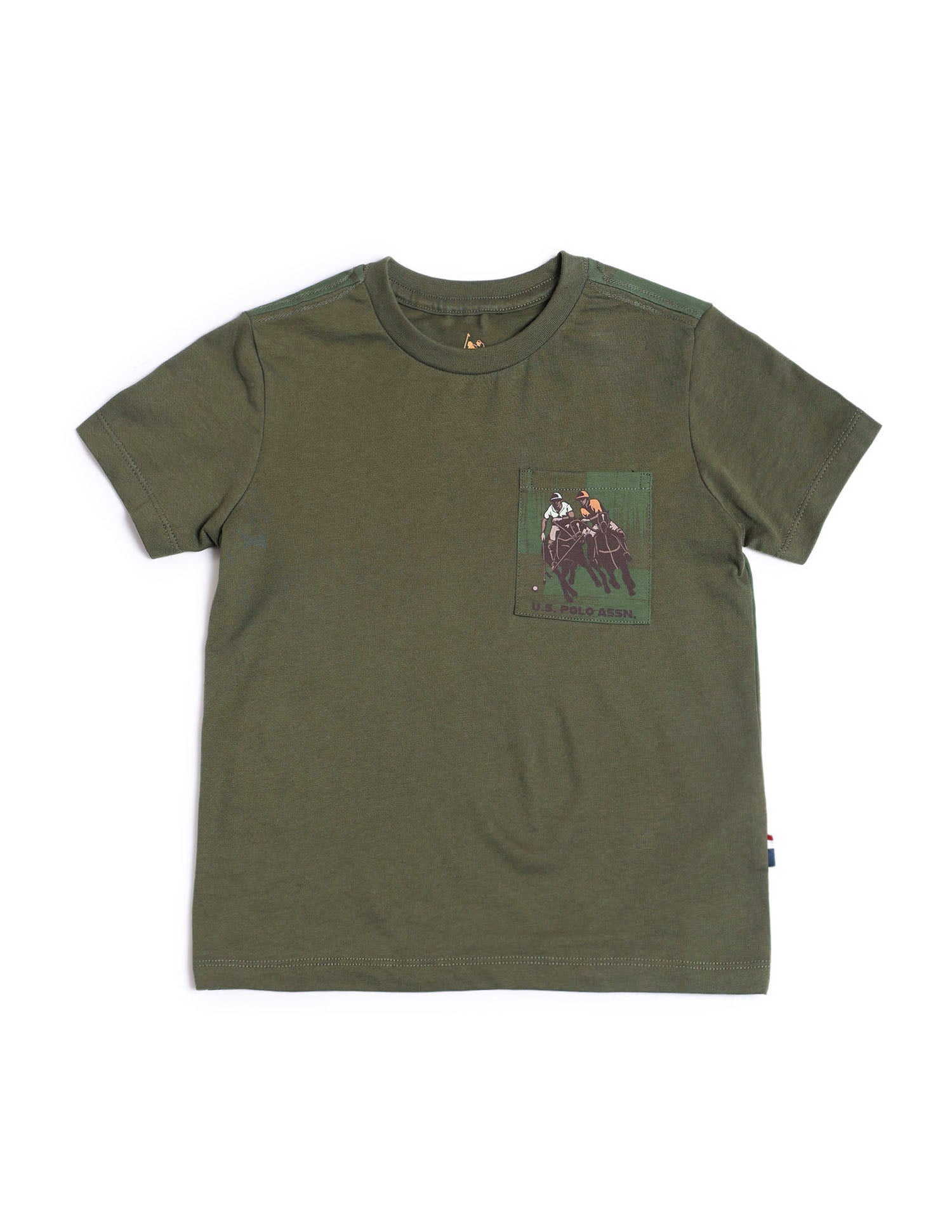 Boys Brand Printed Regular Fit T-Shirt Olive - U.S. POLO ASSN. | Large