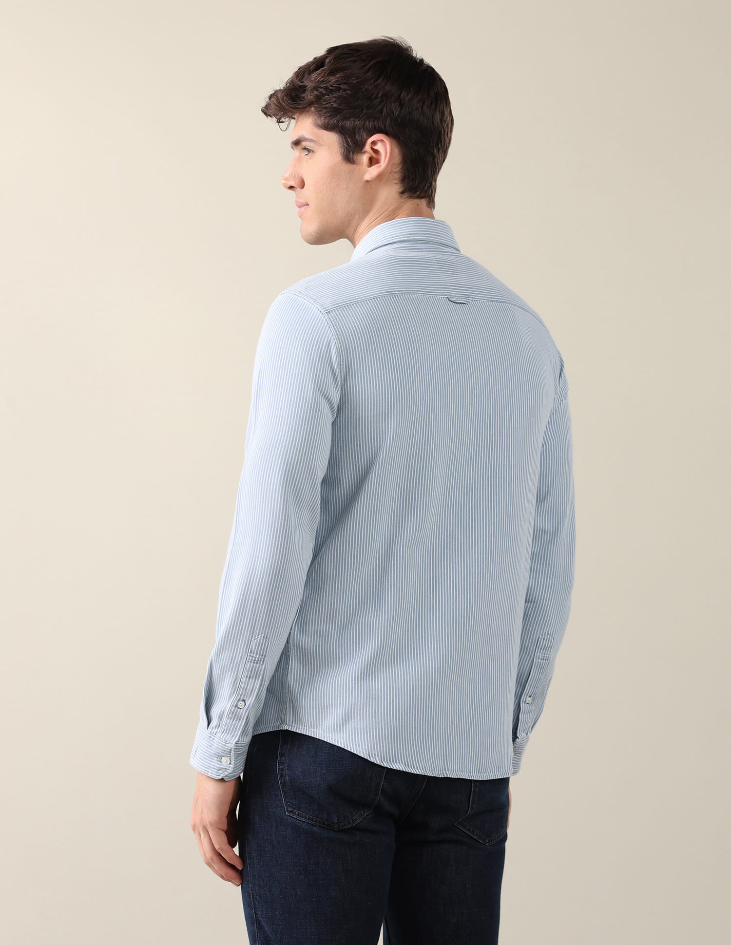 Twill Vertical Striped Shirt Blue - U.S. Polo Assn. India | Large