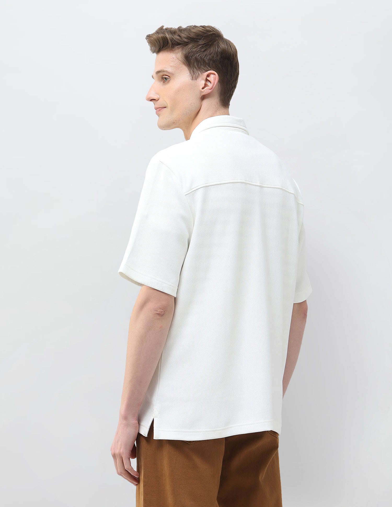 Slim Fit Knitted Zipper Shirt White - U.S. Polo Assn. India | Large