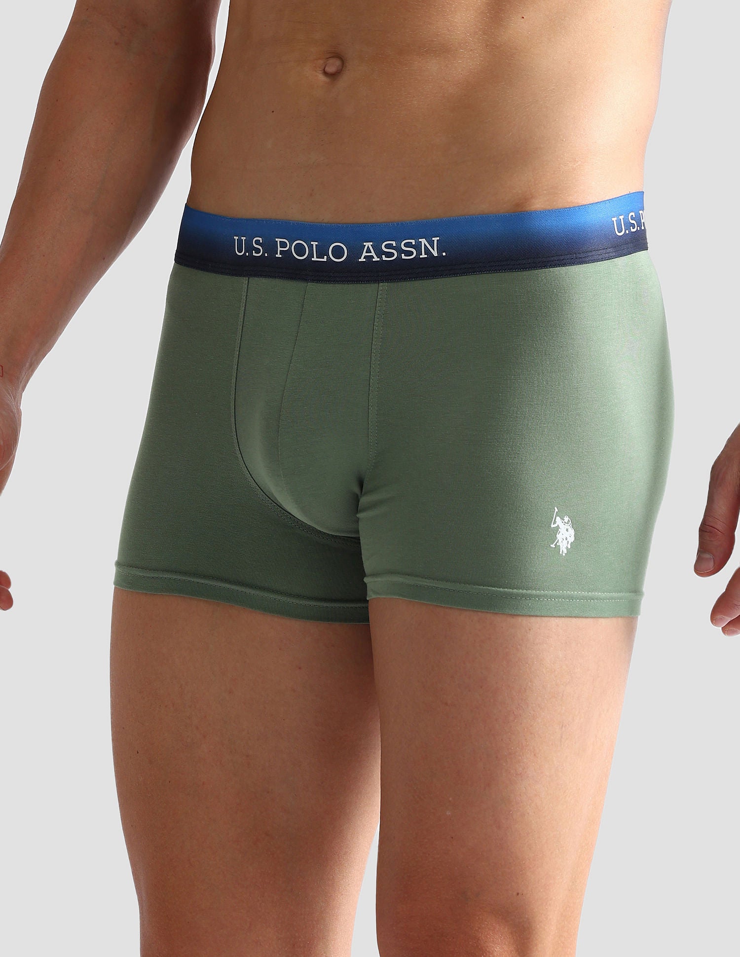 Ombre Waistband Solid OET05 Trunks - Pack Of 2 Green and Navy - U.S. POLO ASSN. | Large