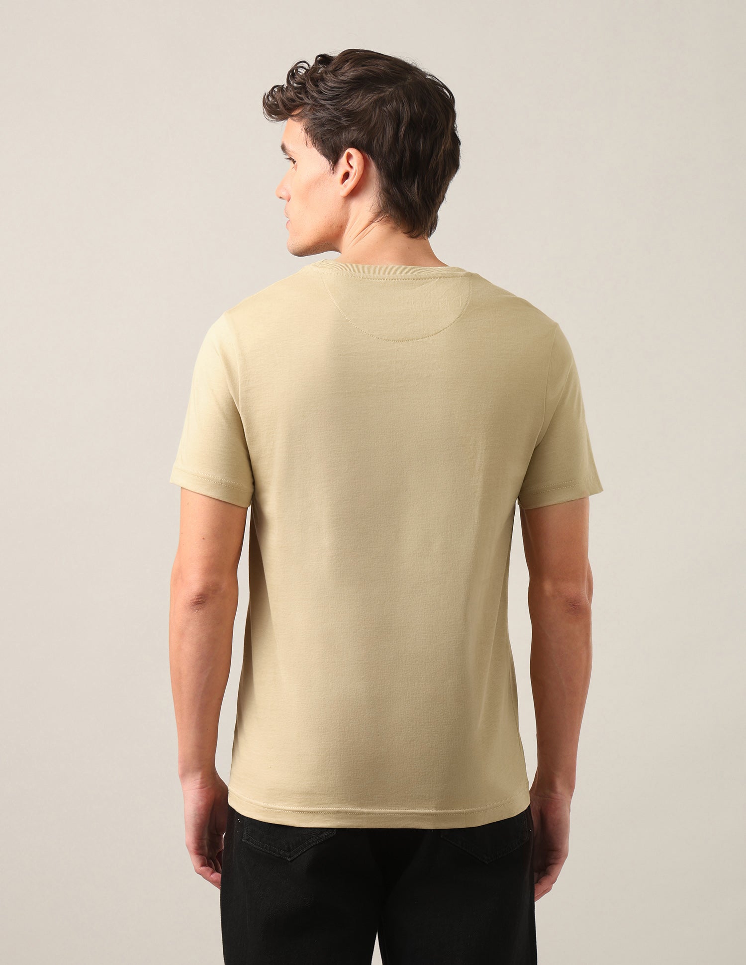 Brand Embossed Regular Fit T-Shirt Beige - U.S. Polo Assn. India | Large